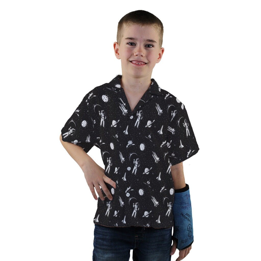 Space Mission Black Outer Space Youth Hawaiian Shirt - YXS - -