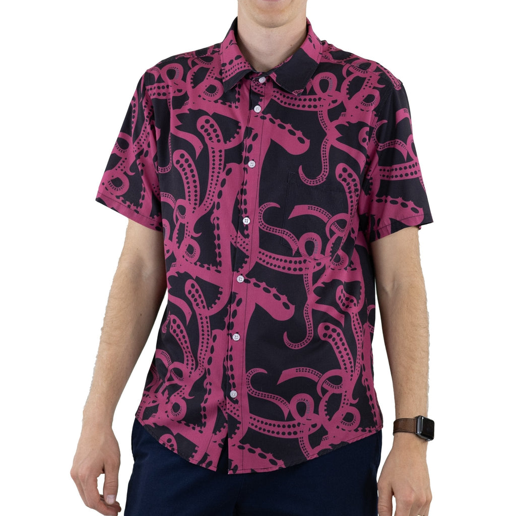 Ready - to - Ship Tentacles of Cthulhu Button Up Shirt Geek Nerd adult sizing Design by Heather Davenport Fantasy Prints