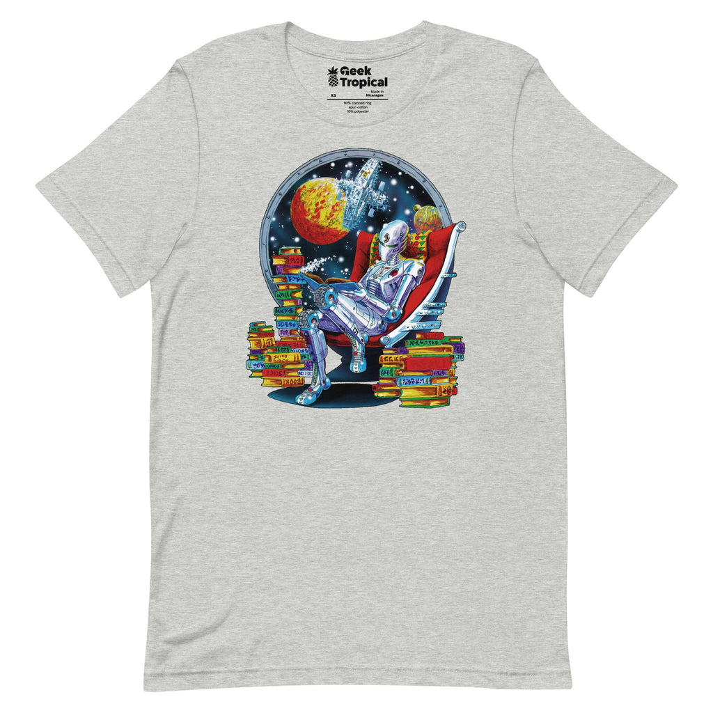 Robot Reading T-Shirt Geek Nerd Advertise to Meta Book Prints Fantasy Prints