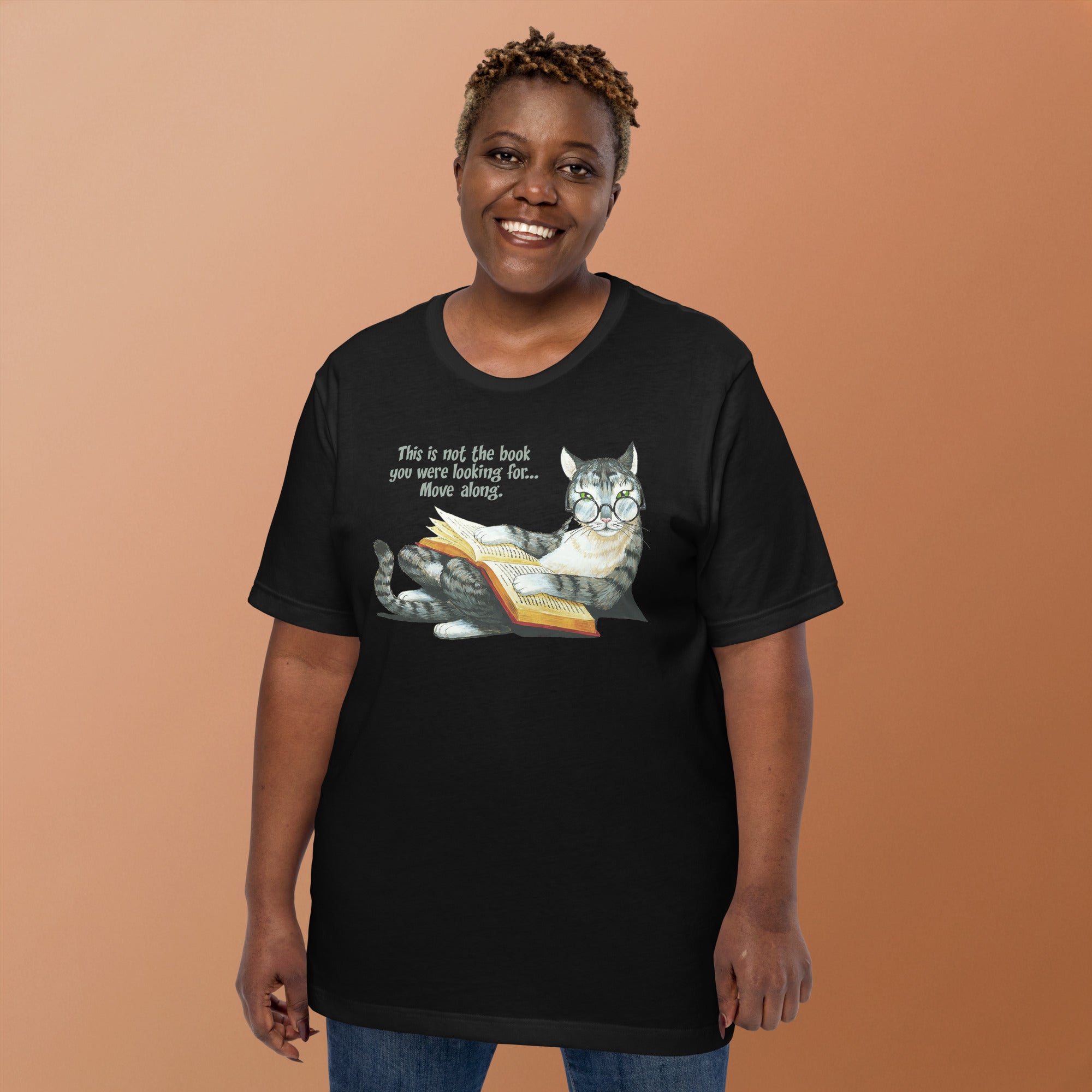 Grey Cat Reading T-Shirt 6