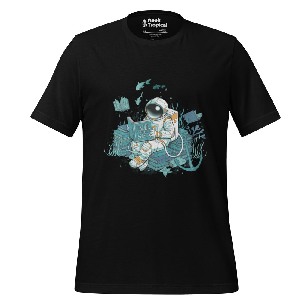 Cosmonaut Reader Under The Sea T-Shirt Geek Nerd Book Prints Design by Tobe Fonseca Marine biology