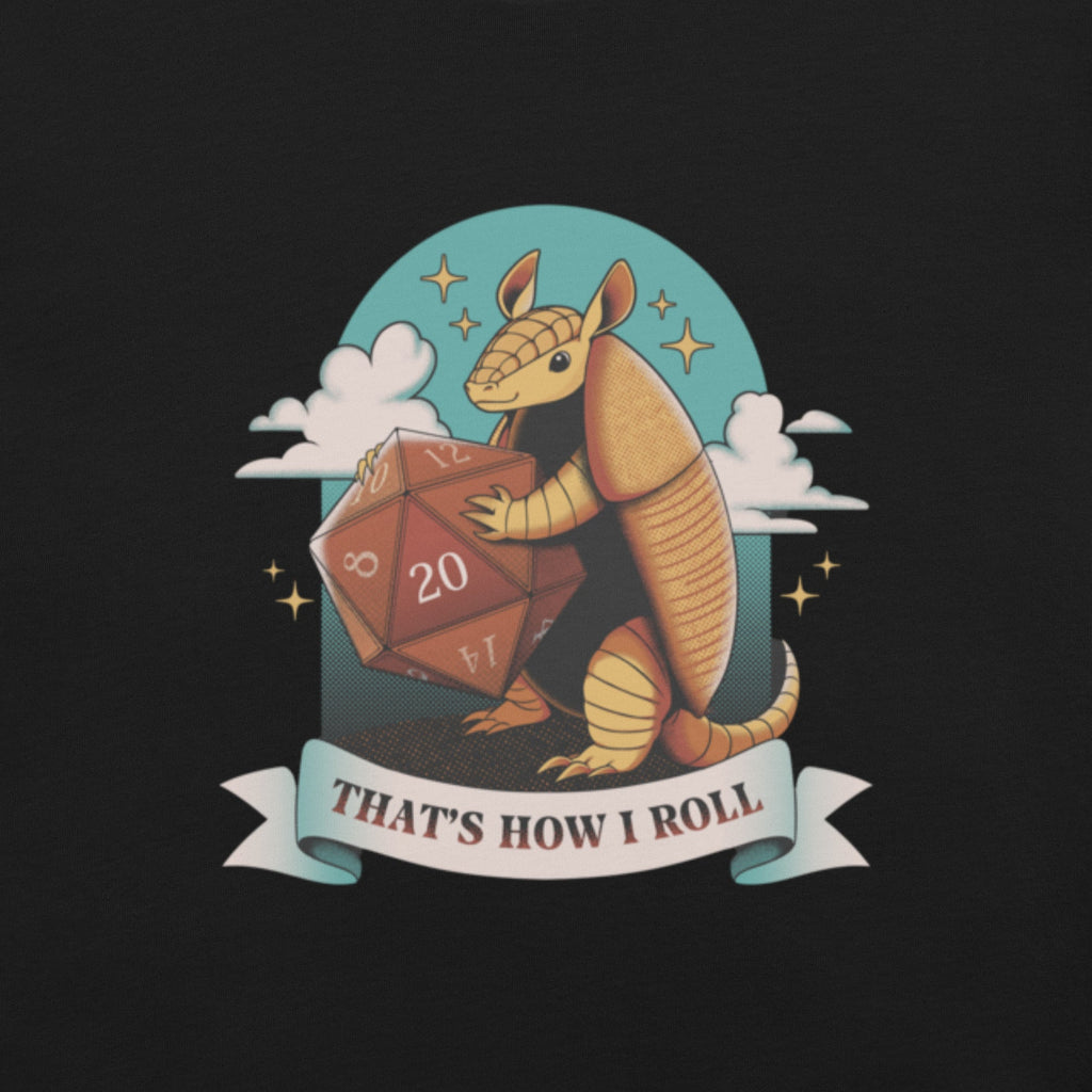 Armadillo Roll DND Dice T-Shirt Geek Nerd Animal Patterns board game print Design by Tobe Fonseca