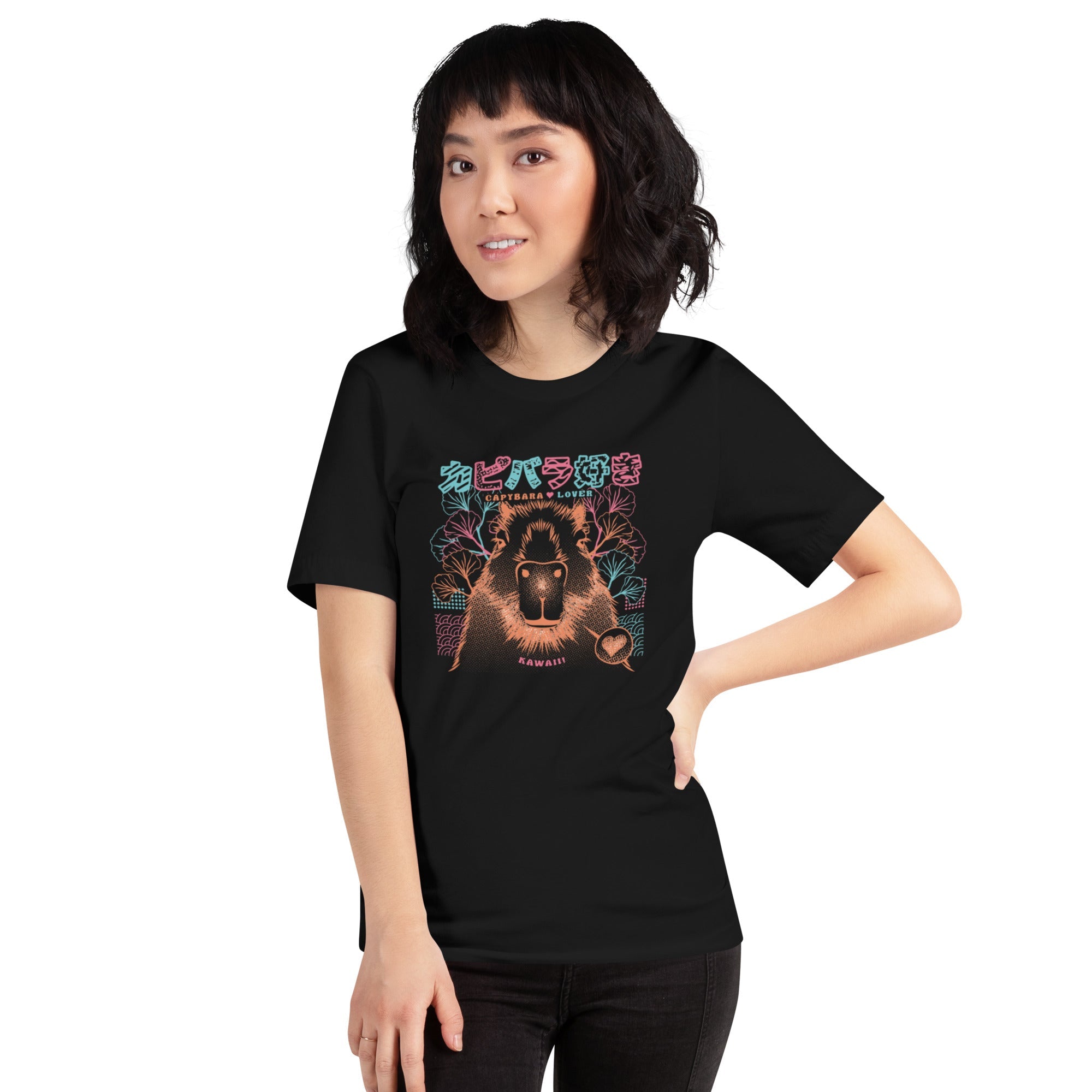 Capybara Neon Ramen T-Shirt Geek Nerd Animal Patterns Anime Design by Tobe Fonseca
