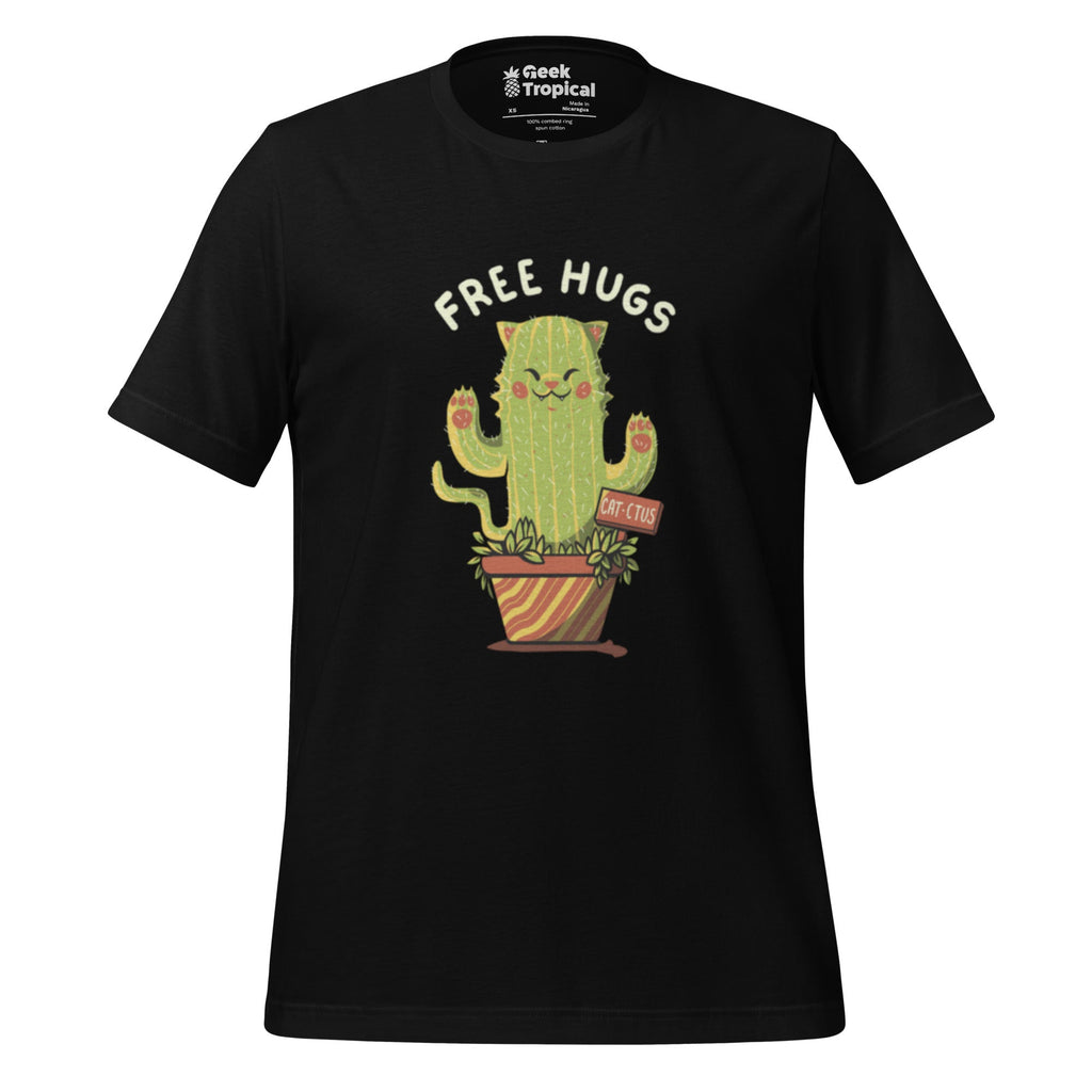Cat - ctus Free Hugs T-Shirt Geek Nerd Animal Patterns Botany Print Design by Tobe Fonseca