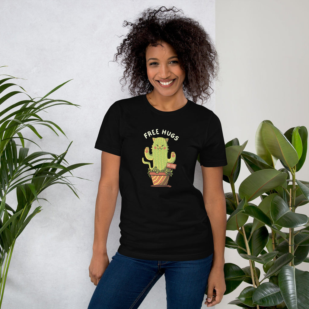 Cat - ctus Free Hugs T-Shirt Geek Nerd Animal Patterns Botany Print Design by Tobe Fonseca