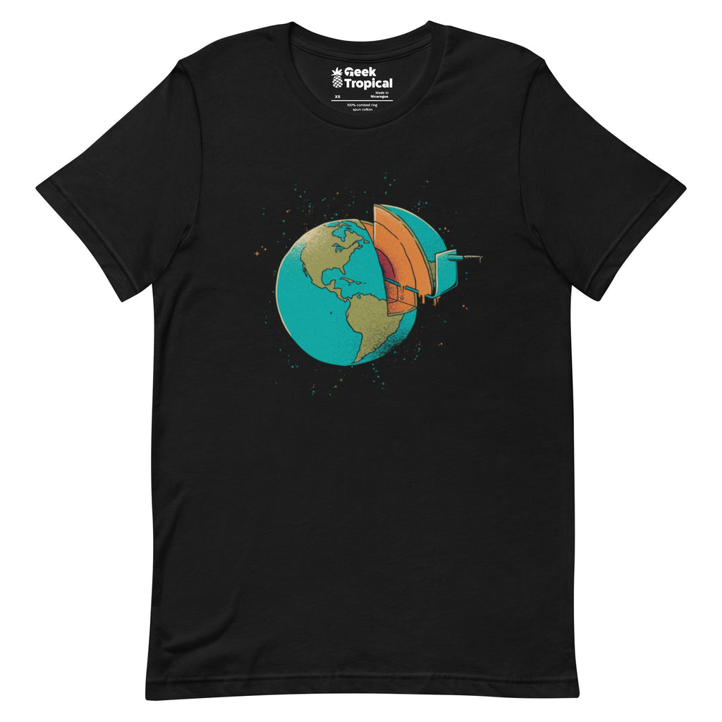 Earth Crust Cake T-Shirt Geek Nerd Design by Tobe Fonseca FLOW DESC WRITING Funny Prints