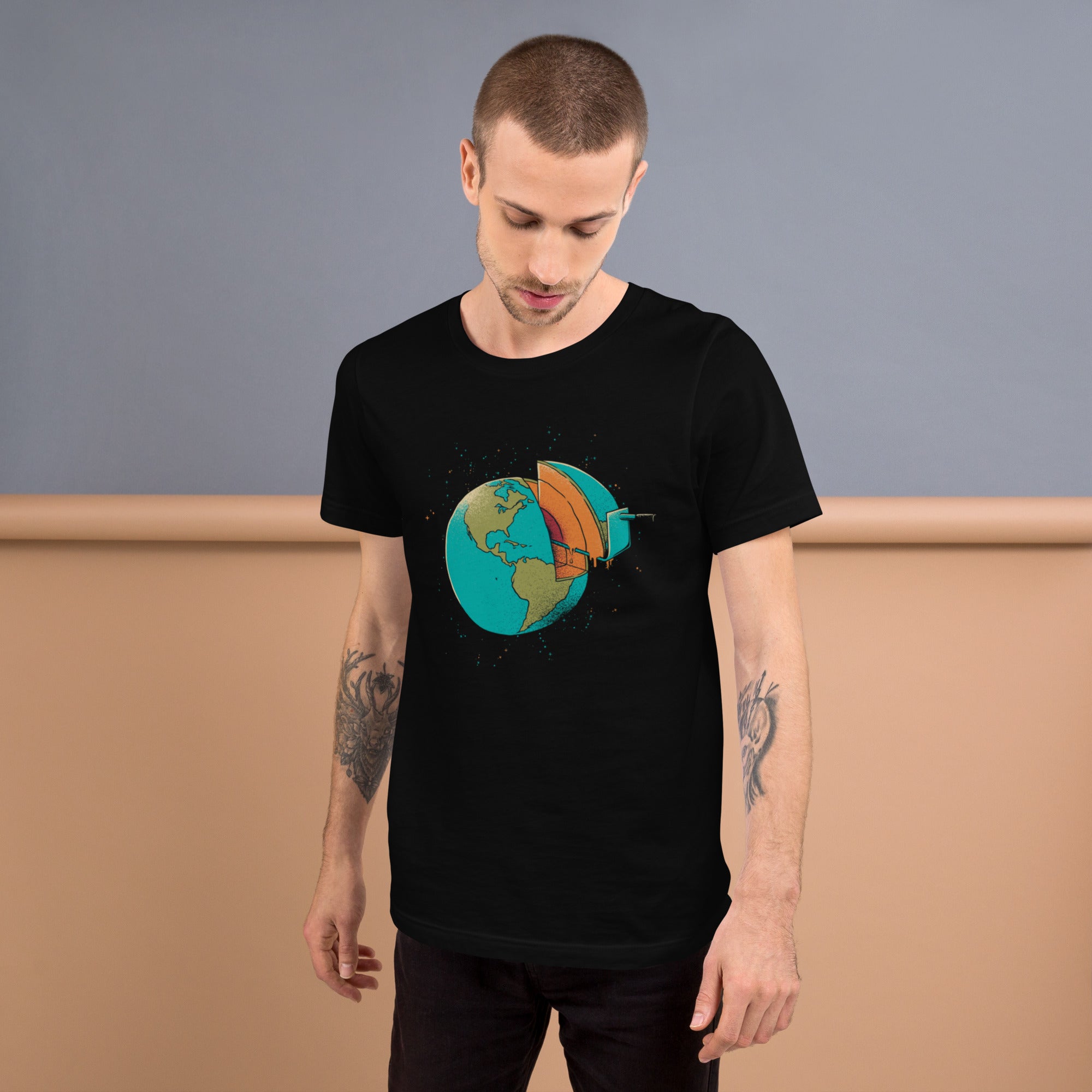 Earth Crust Cake T-Shirt Geek Nerd Design by Tobe Fonseca FLOW DESC WRITING Funny Prints