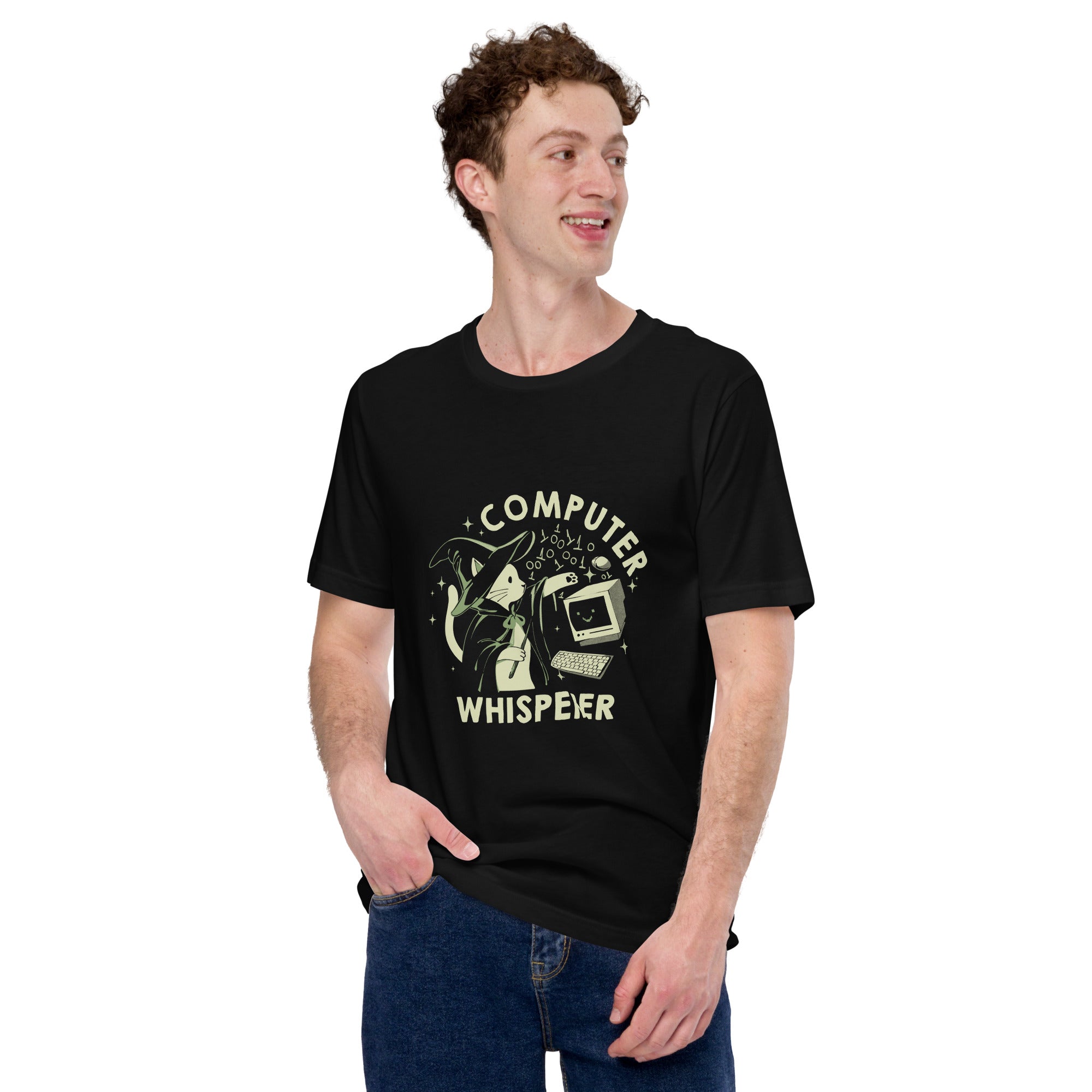 Computer Cat Whisperer T-Shirt Geek Nerd