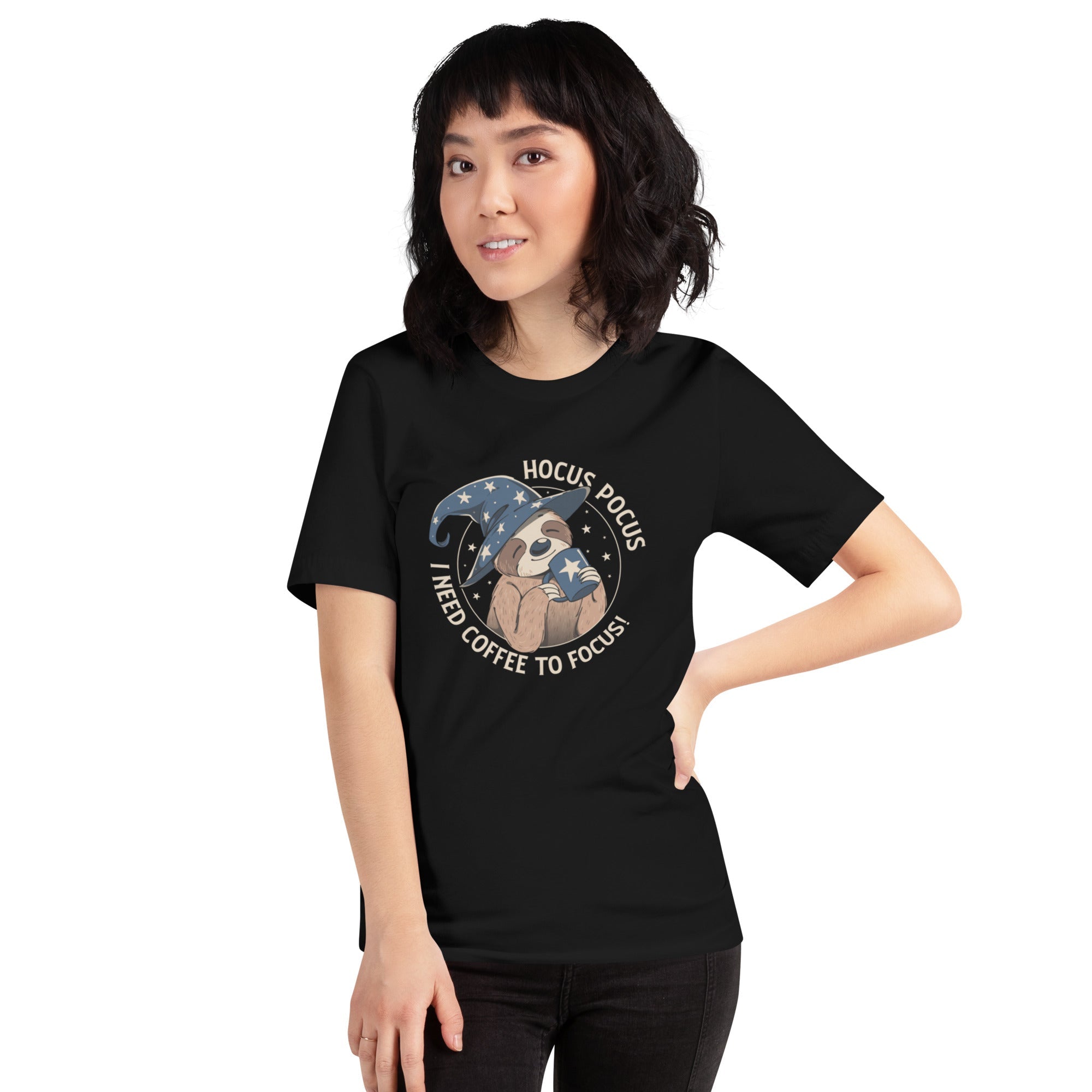 Hocus Pocus Coffee Focus Sloth T-Shirt Geek Nerd