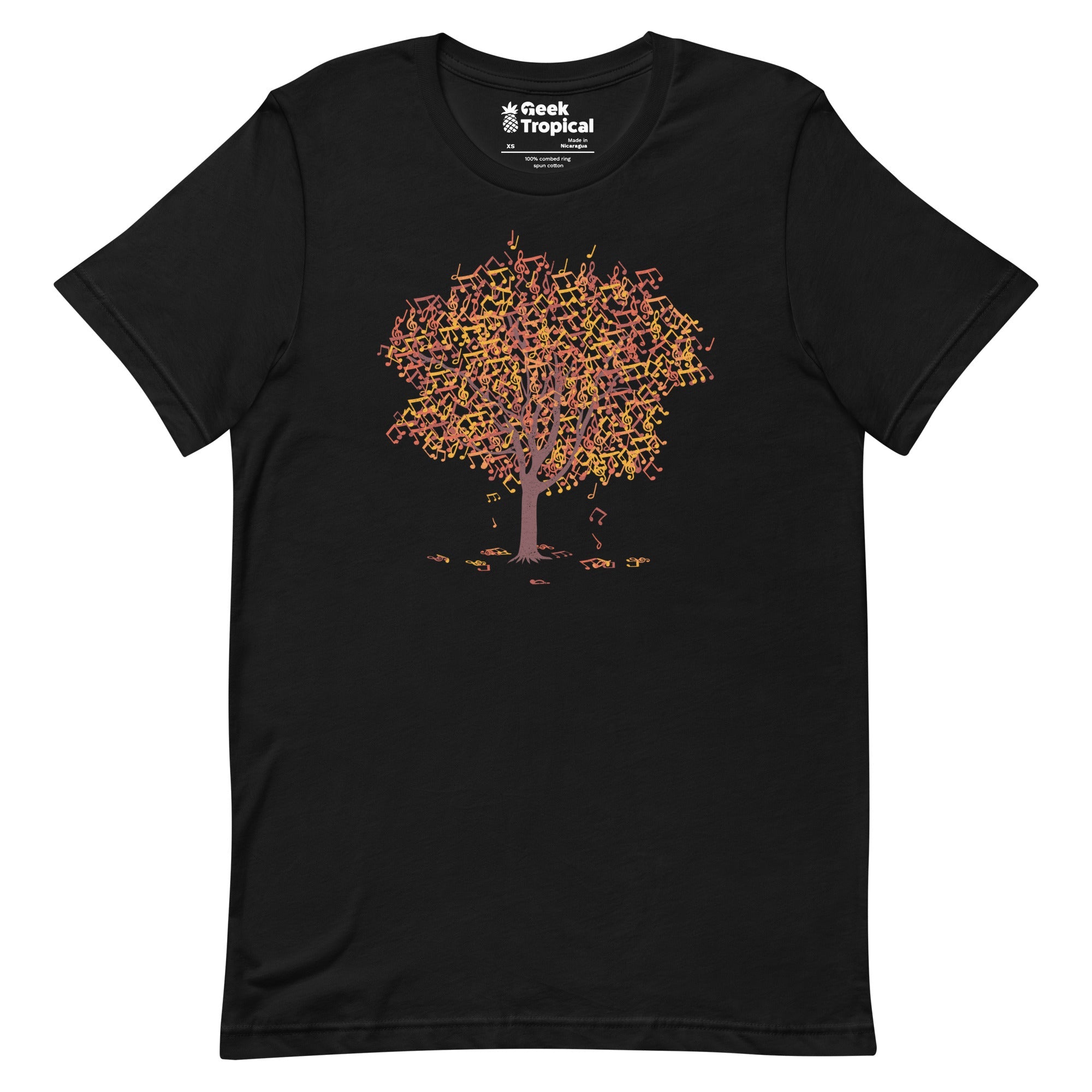 Tree Musical Notes Autumn Song T-Shirt Geek Nerd Advertise to Meta Botany Print Design by Tobe Fonseca