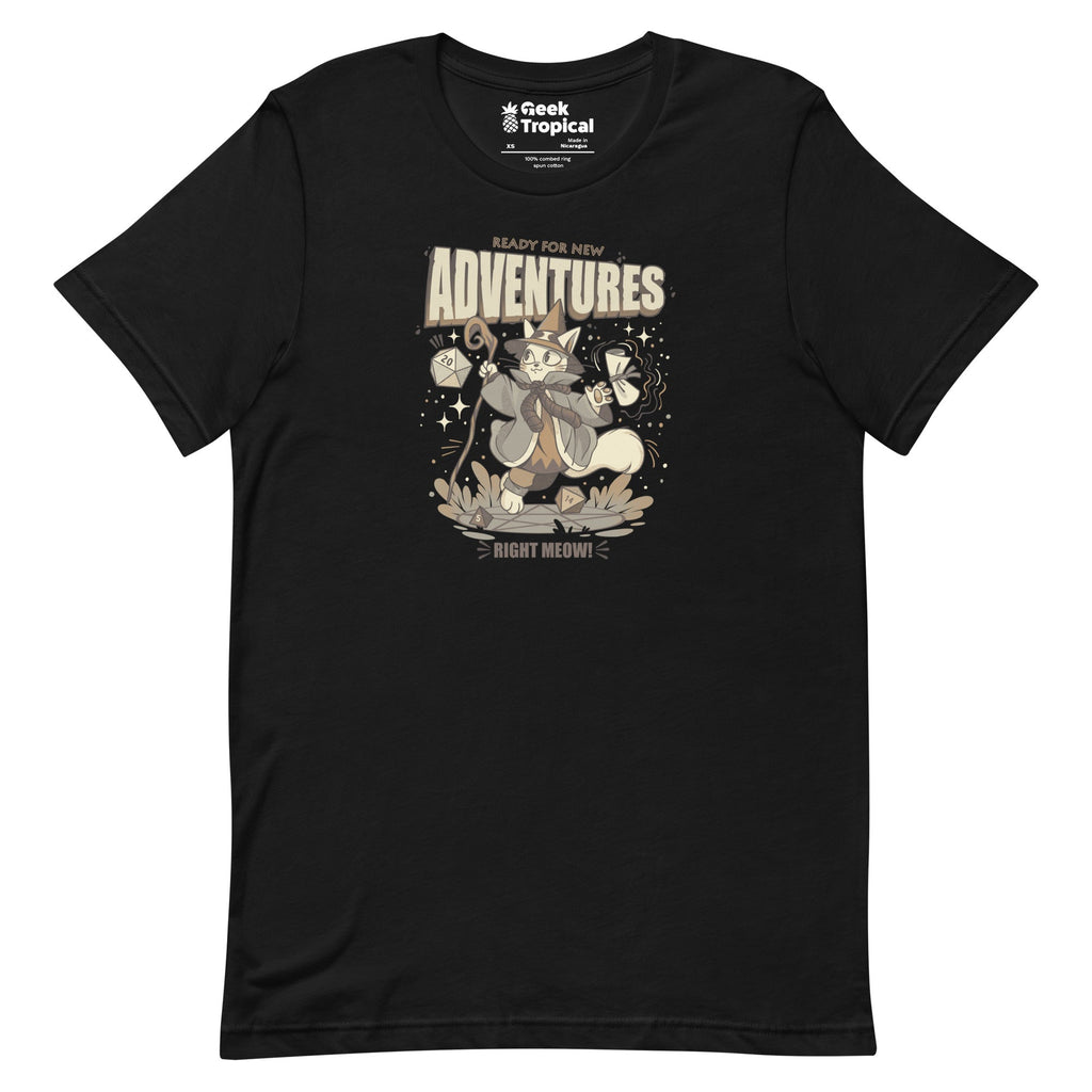 Wizard Cat Ready For New Adventures Light T-Shirt Geek Nerd Advertise to Meta Animal Patterns Design by Tobe Fonseca