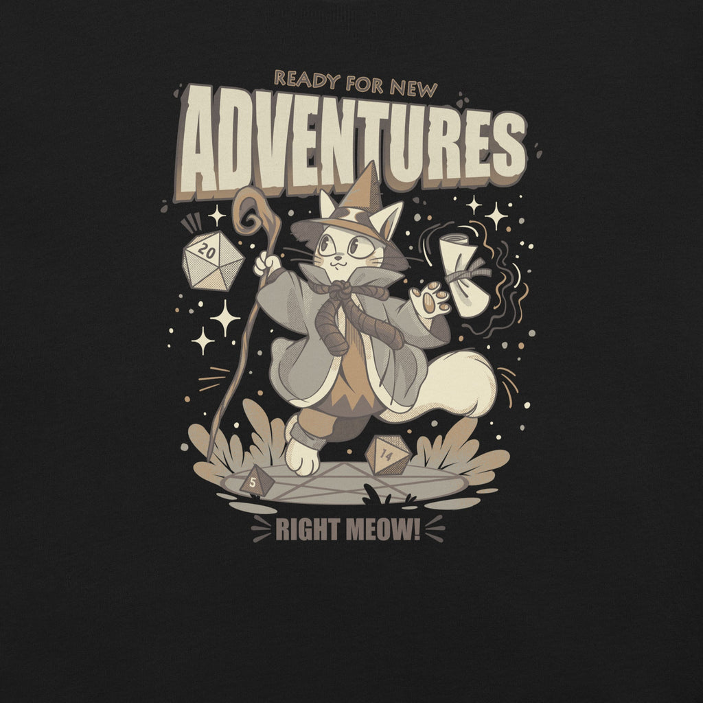Wizard Cat Ready For New Adventures Light T-Shirt Geek Nerd Advertise to Meta Animal Patterns Design by Tobe Fonseca