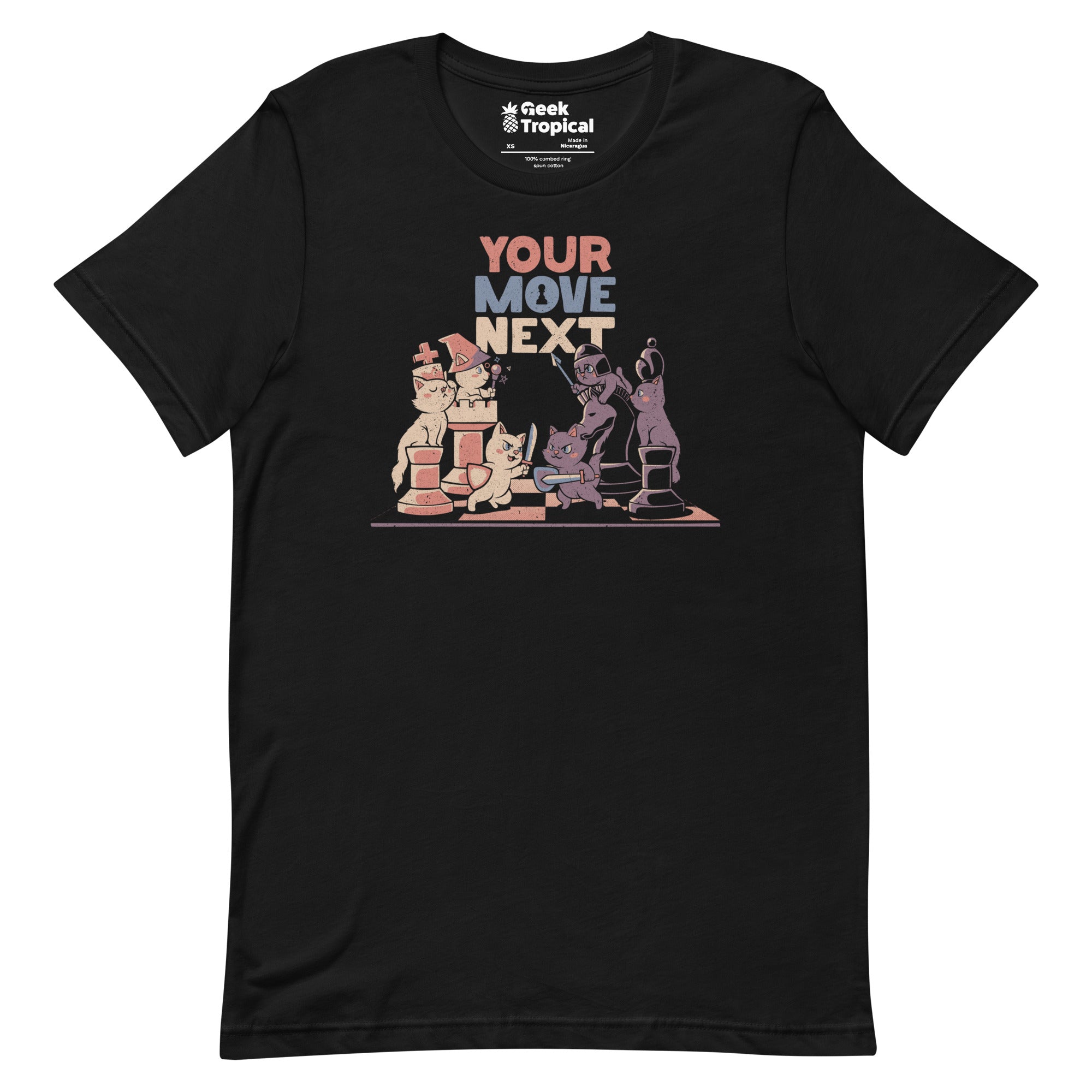 The Chess Cat King T-Shirt Geek Nerd Advertise to Meta Animal Patterns board game print
