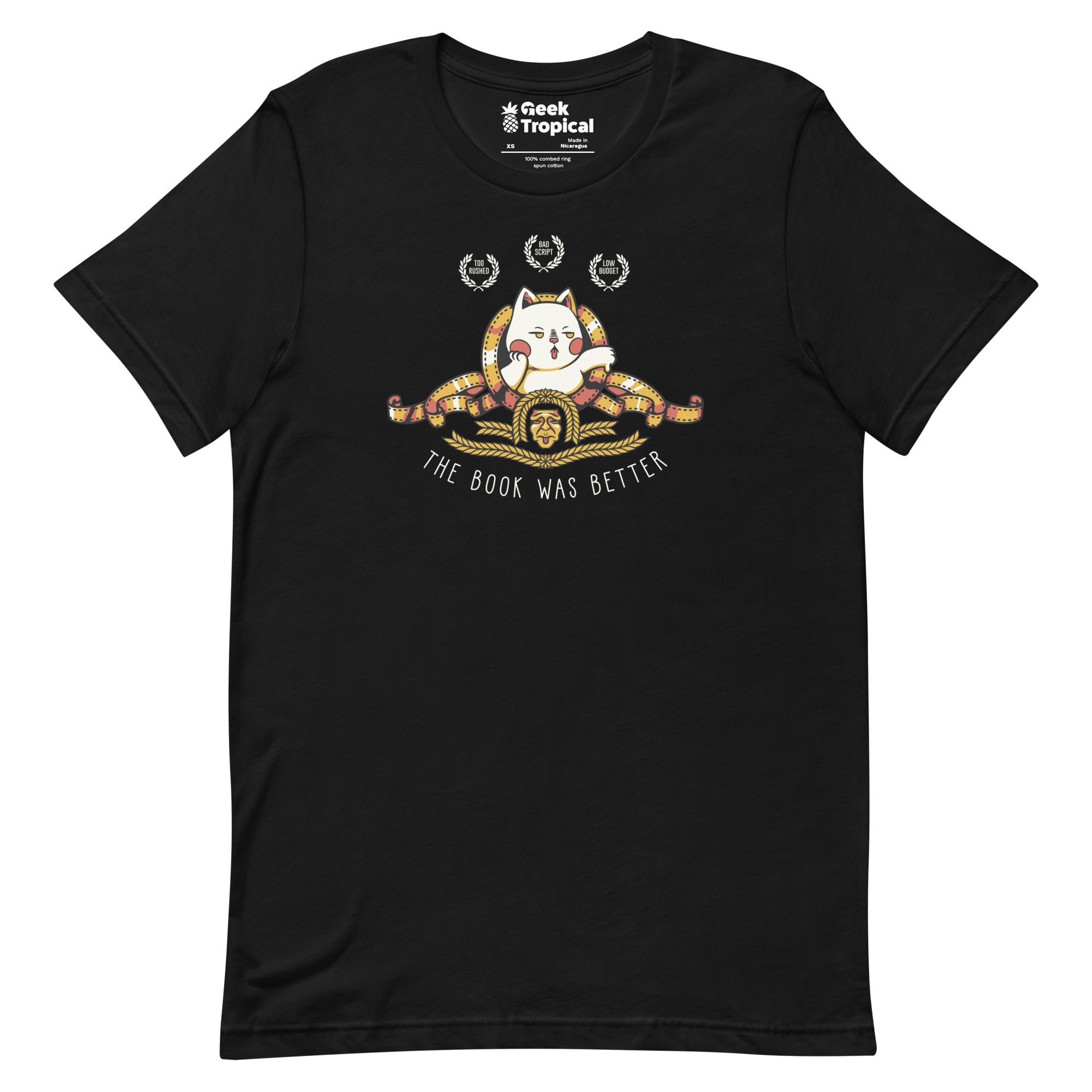 The Book Was Better Cat T-Shirt Geek Nerd Advertise to Meta Animal Patterns Book Prints