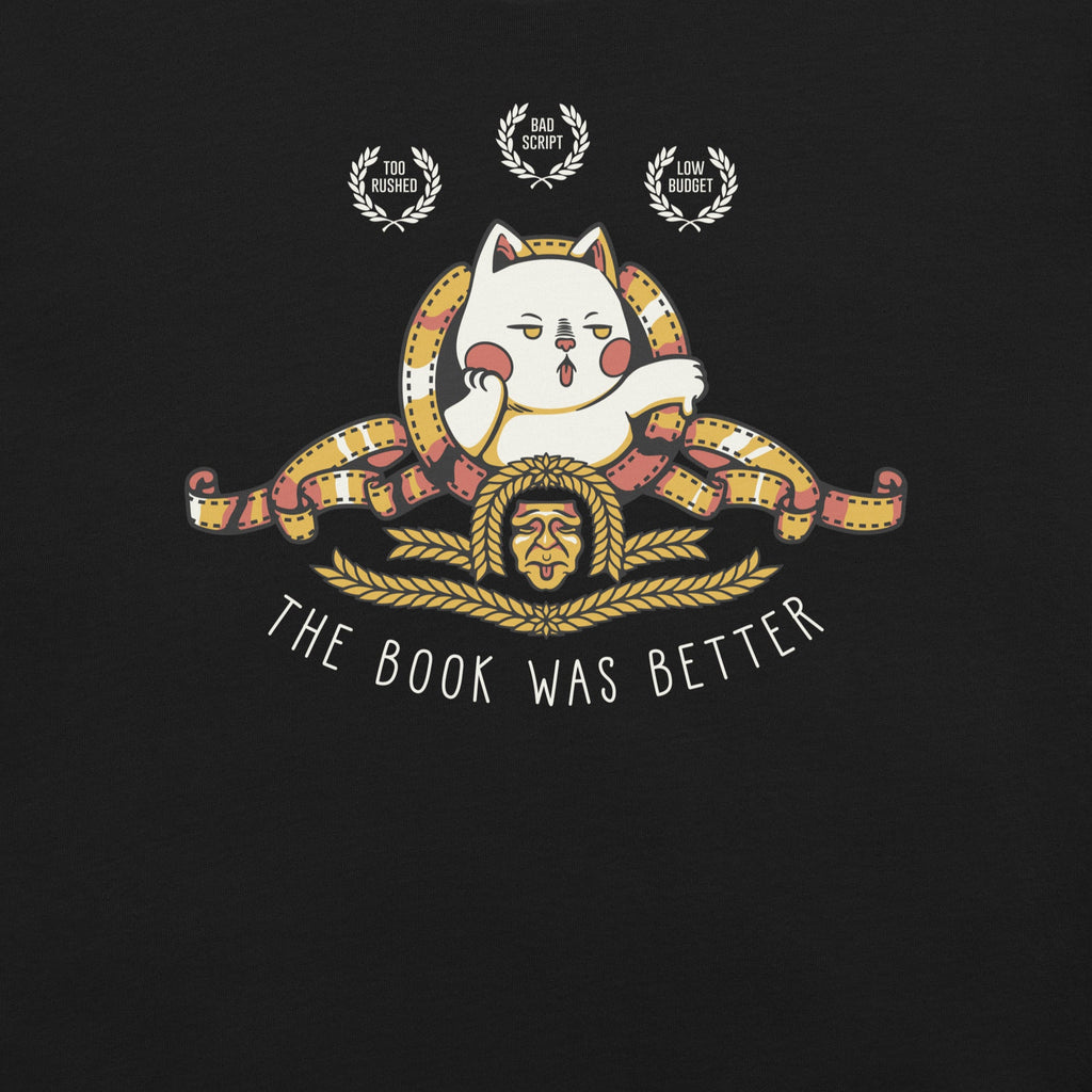 The Book Was Better Cat T-Shirt Geek Nerd Advertise to Meta Animal Patterns Book Prints