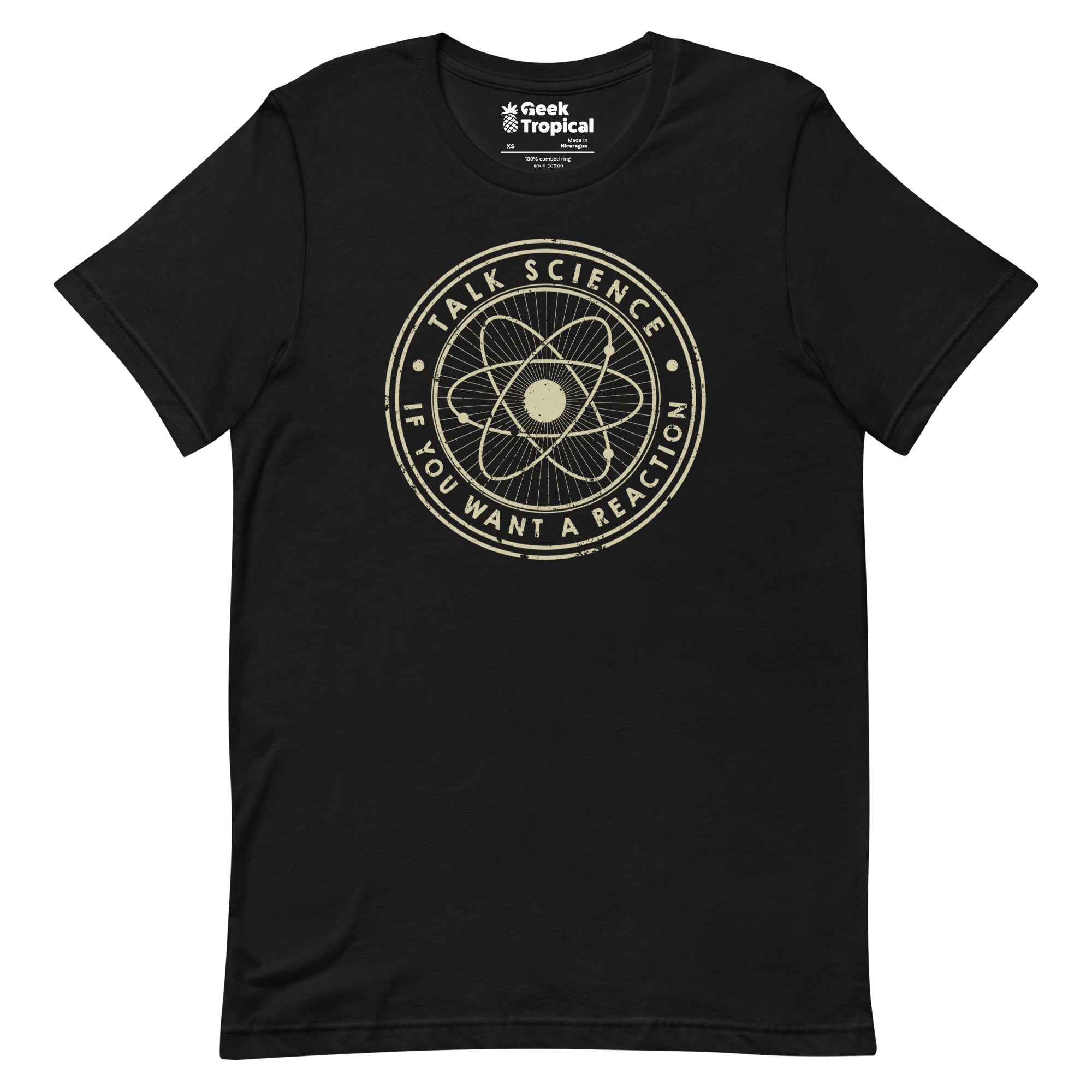 Talk Science if You Want a Reaction T-Shirt Geek Nerd Advertise to Meta Design by Tobe Fonseca FLOW DESC WRITING