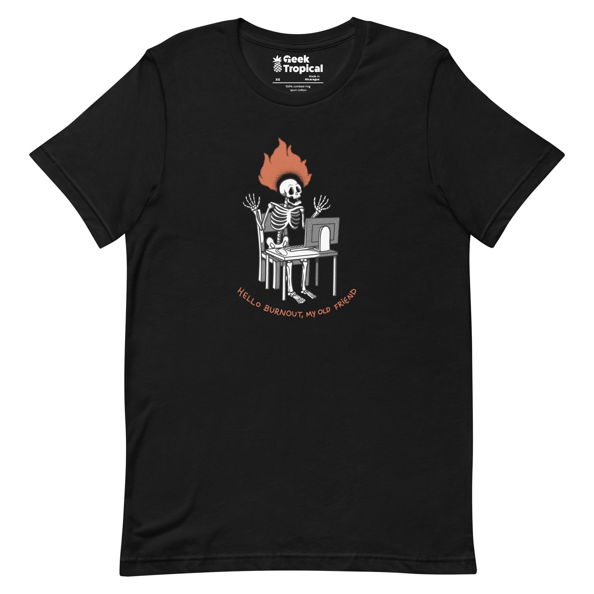 Skeleton Computer Burnout T-Shirt Geek Nerd Advertise to Meta computer print Design by Tobe Fonseca