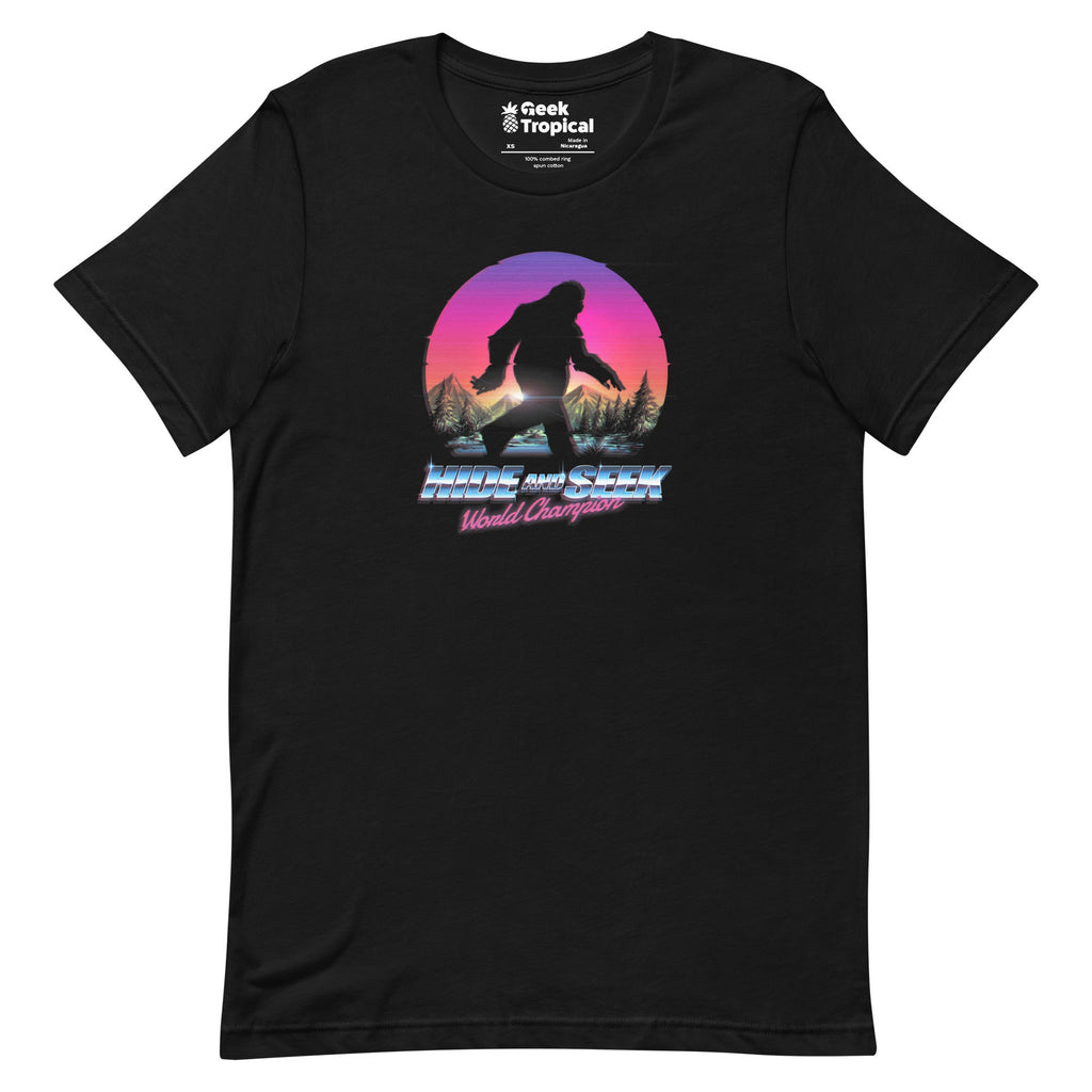 Hide And Seek World Champion Shirt Bigfoot is Real T-Shirt Geek Nerd Advertise to Meta Botany Print Design by Tobe Fonseca