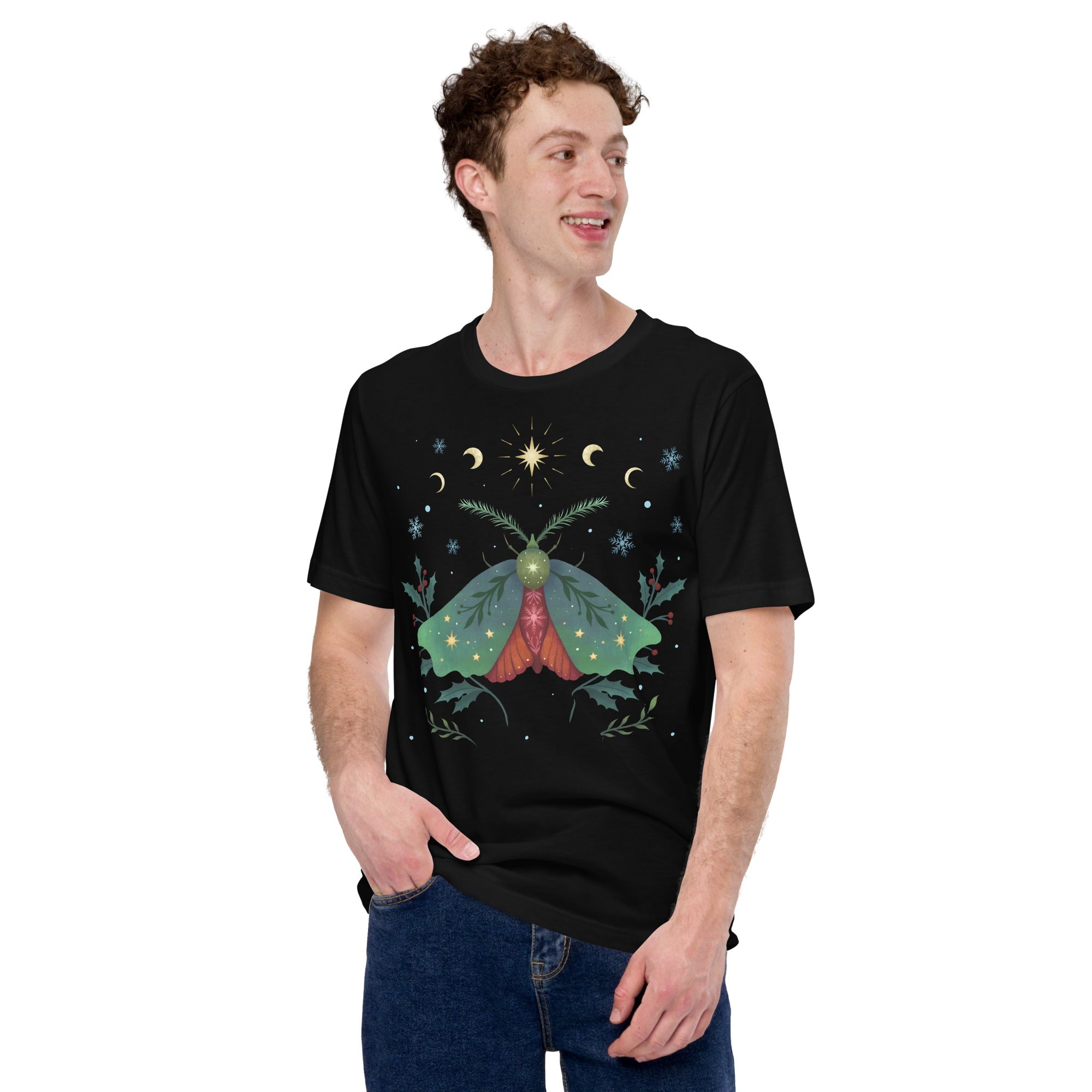 Christmas Moth T-Shirt Geek Nerd Advertise to Meta Animal Patterns Christmas Print