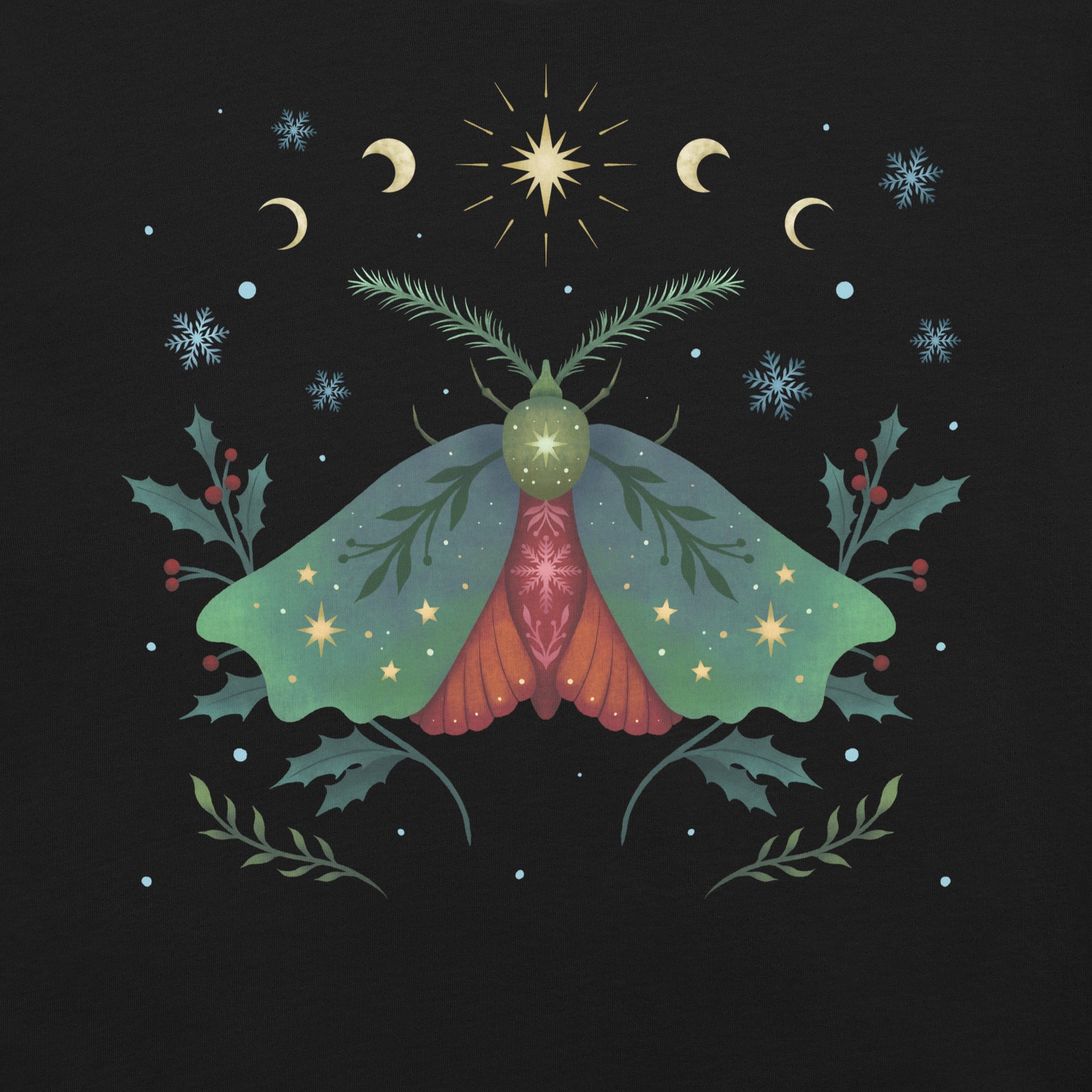 Christmas Moth T-Shirt Geek Nerd Advertise to Meta Animal Patterns Christmas Print