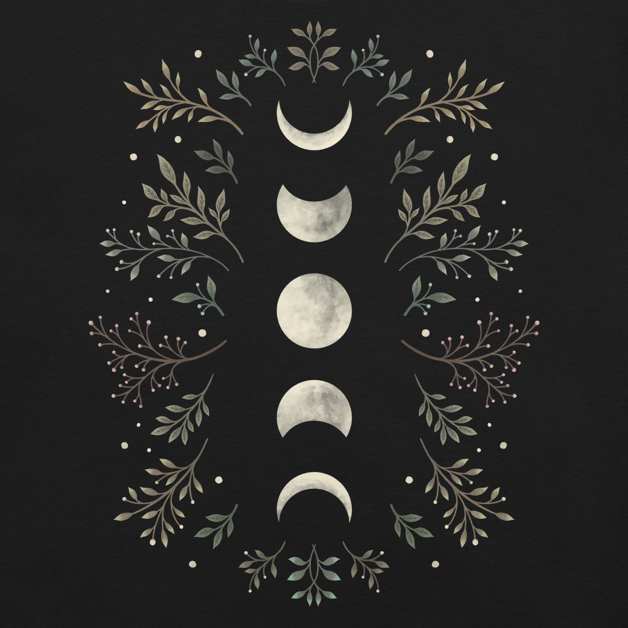 Moonlight Garden Olive T-Shirt Geek Nerd Advertise to Meta Botany Print Design by Episodic Drawing