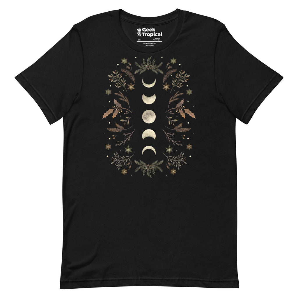 Moonlight Garden Winter Brown T-Shirt Geek Nerd Advertise to Meta Botany Print Design by Episodic Drawing