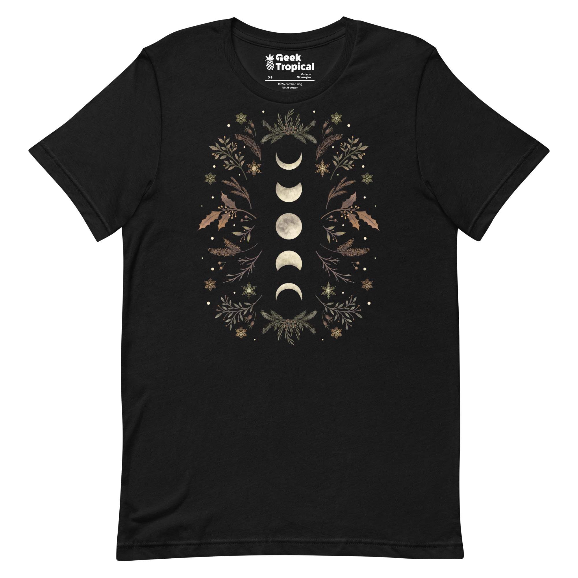 Moonlight Garden Winter Brown T-Shirt Geek Nerd Advertise to Meta Botany Print Design by Episodic Drawing