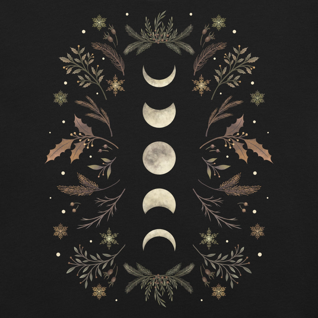 Moonlight Garden Winter Brown T-Shirt Geek Nerd Advertise to Meta Botany Print Design by Episodic Drawing
