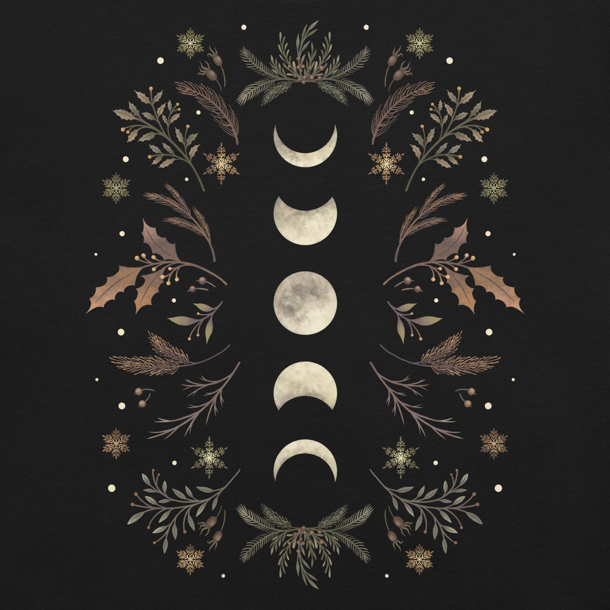 Moonlight Garden Winter Brown T-Shirt Geek Nerd Advertise to Meta Botany Print Design by Episodic Drawing