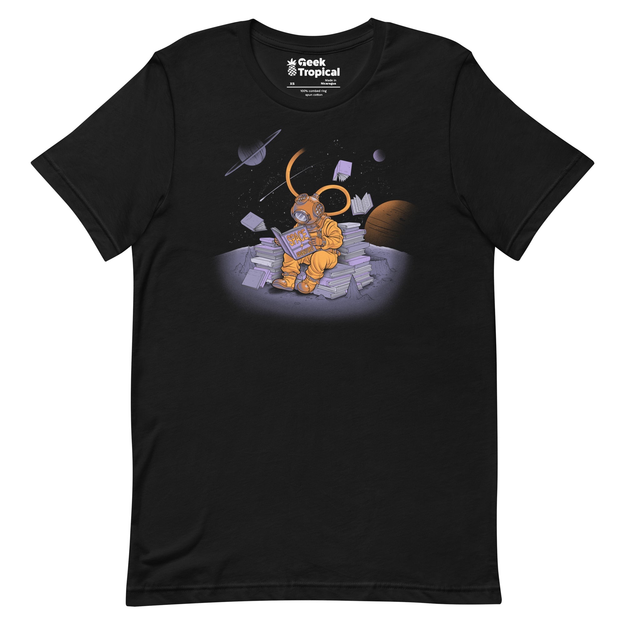 A Reader Lives A Thousand Lives - Diving Dress Space Adventures T-Shirt Geek Nerd Advertise to Meta Book Prints Design by Tobe Fonseca