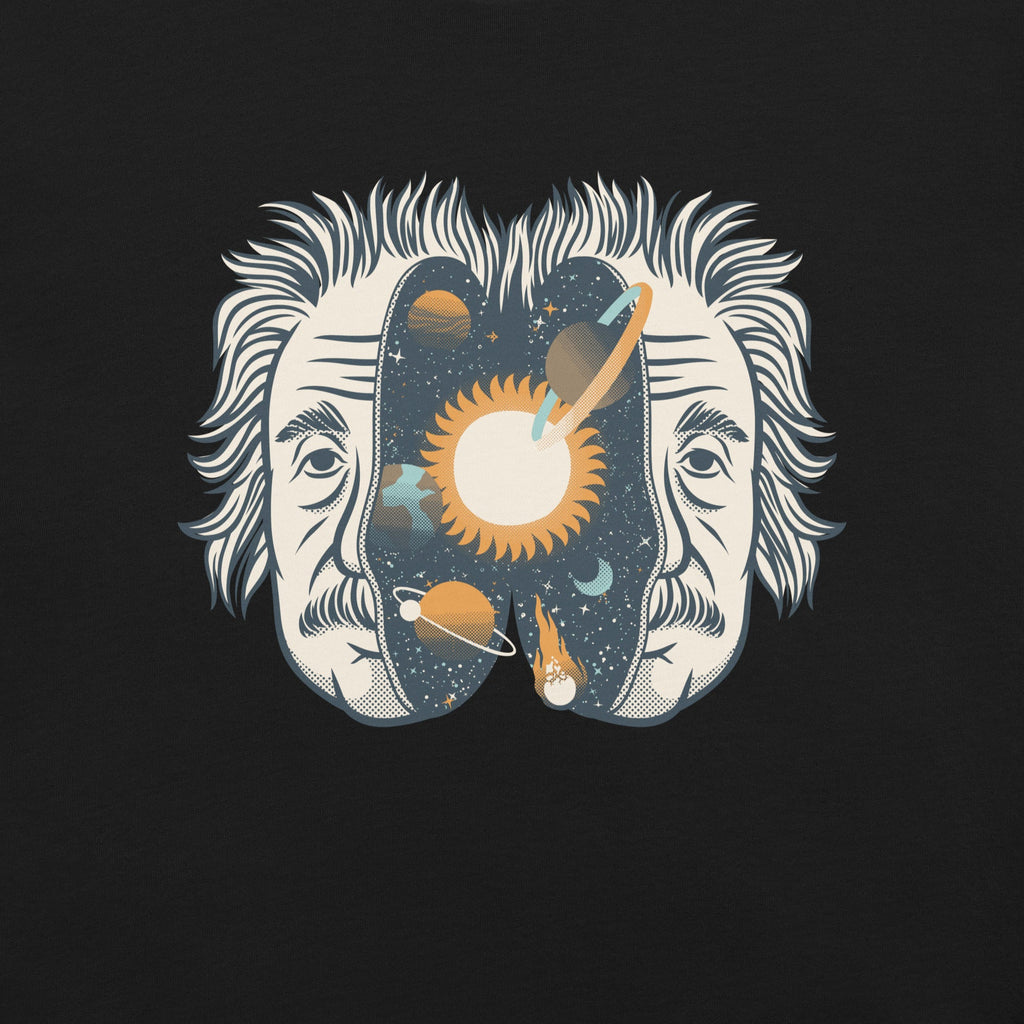 Albert Einstein Head Universe Physics T-Shirt Geek Nerd Advertise to Meta Design by Tobe Fonseca FLOW DESC WRITING