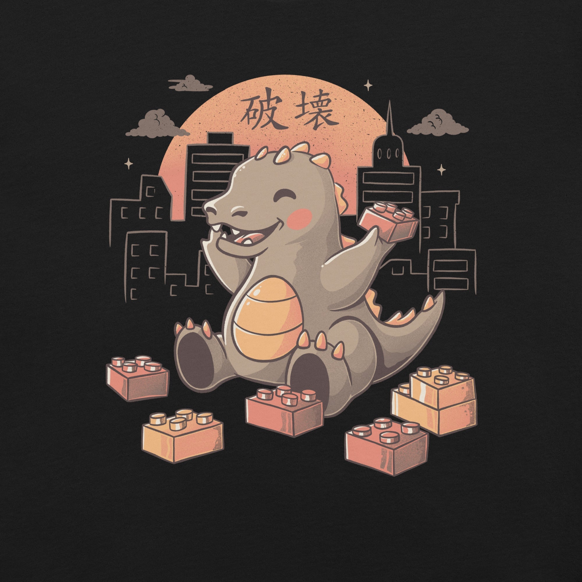 Baby Godzilla Japanese Vintage Destroying City T-shirt Geek Nerd Advertise to Meta Anime Design by Tobe Fonseca