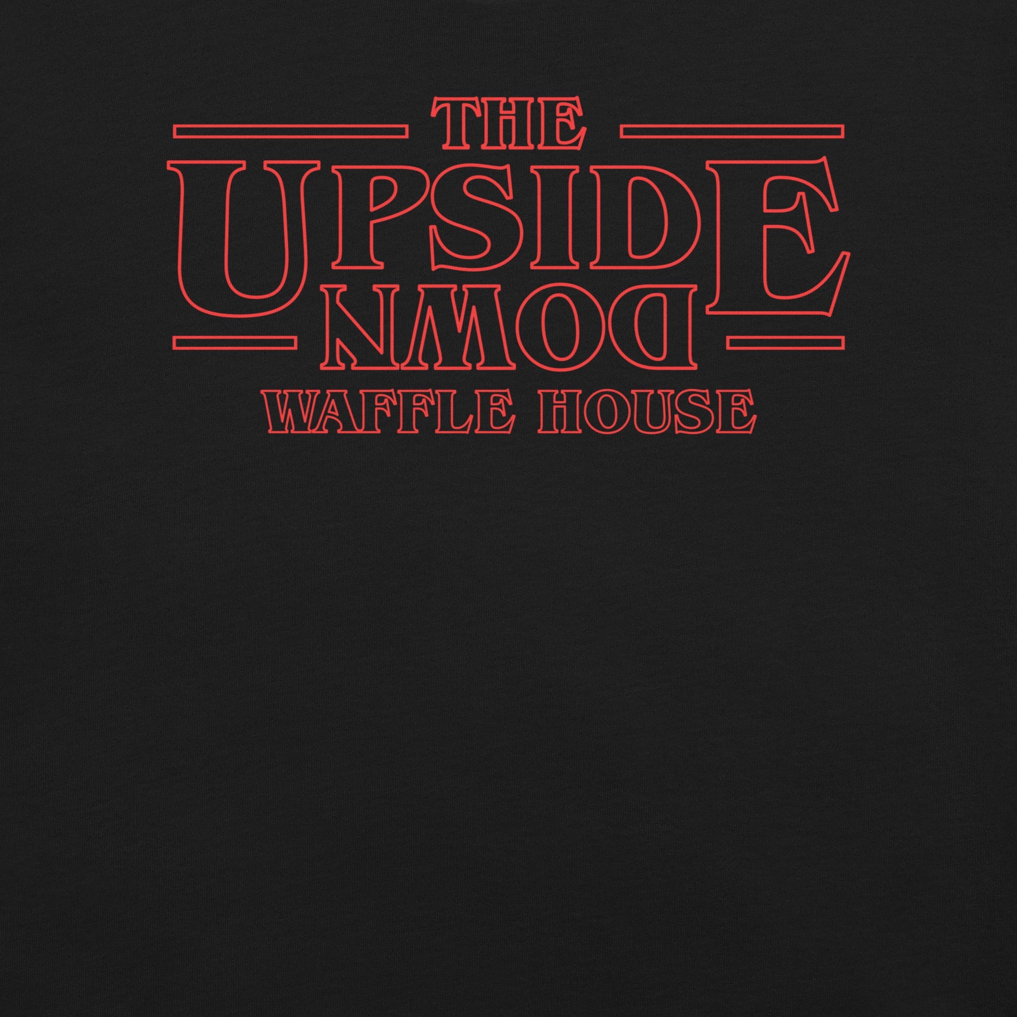 Upside Down Waffle House T-Shirt Geek Nerd Advertise to Meta FLOW DESC WRITING Funny Prints