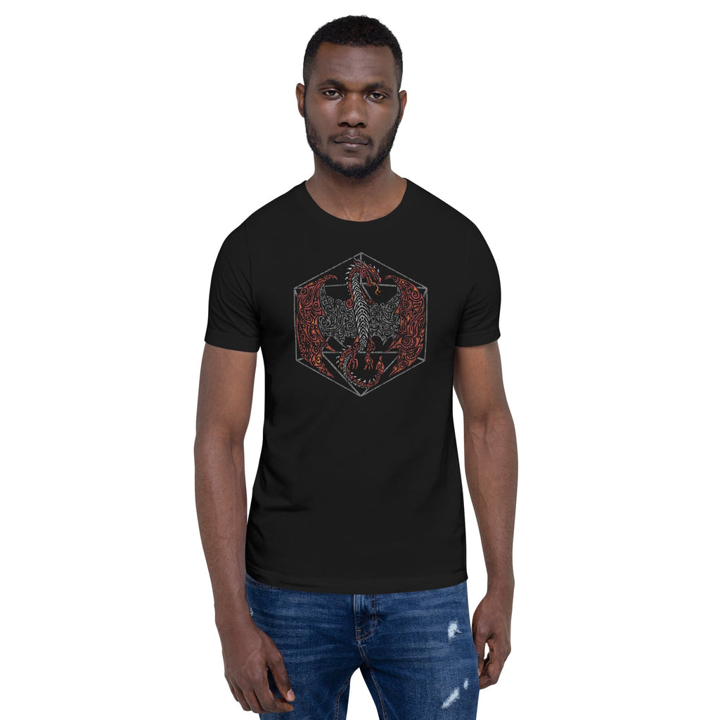 Tribal Dragon D20 T-Shirt Geek Nerd Advertise to Meta dnd & rpg print Fantasy Prints