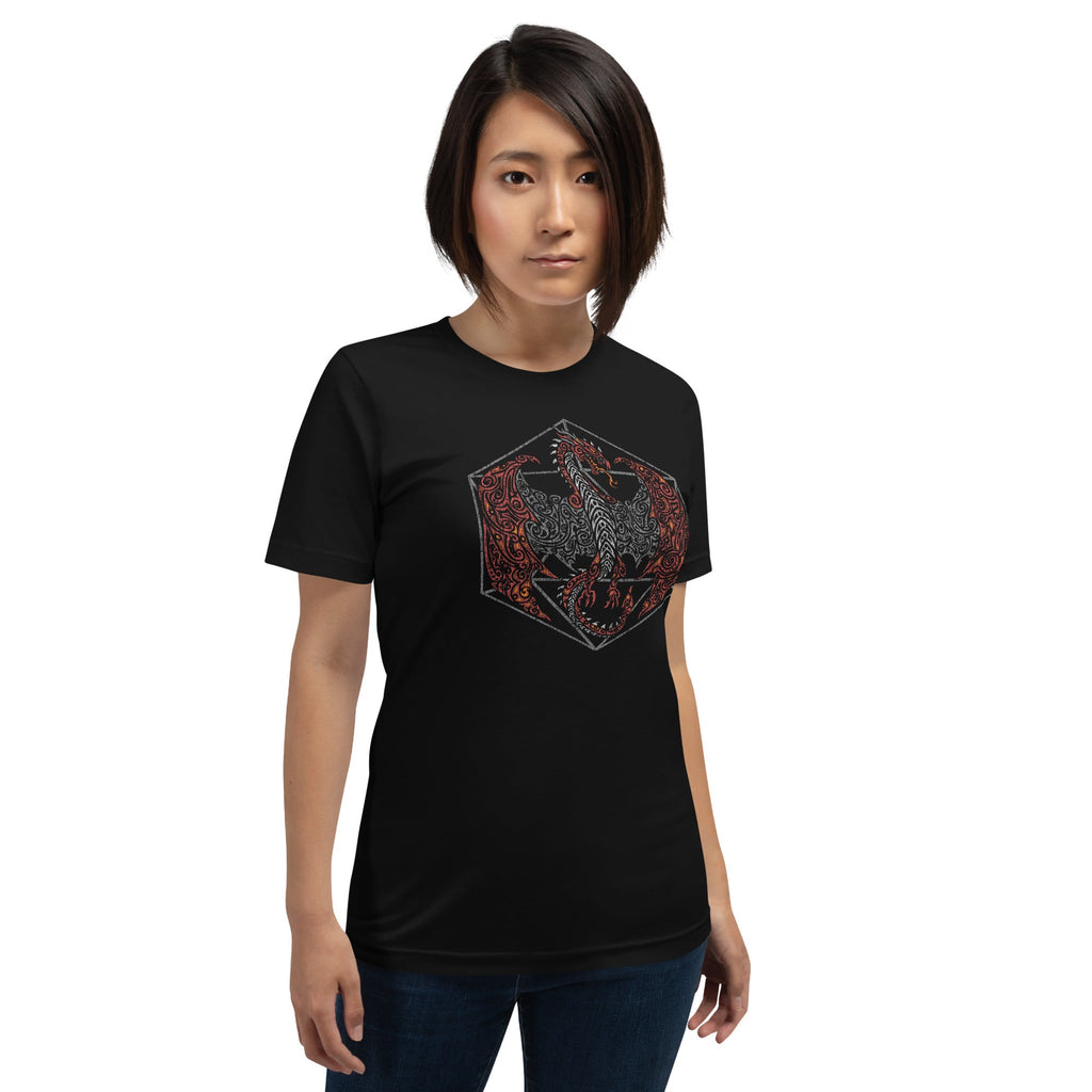 Tribal Dragon D20 T-Shirt Geek Nerd Advertise to Meta dnd & rpg print Fantasy Prints