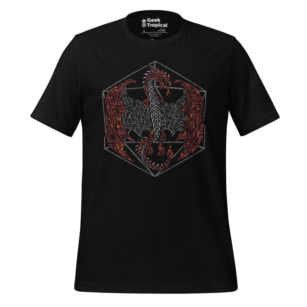 Tribal Dragon D20 T-Shirt Geek Nerd Advertise to Meta dnd & rpg print Fantasy Prints