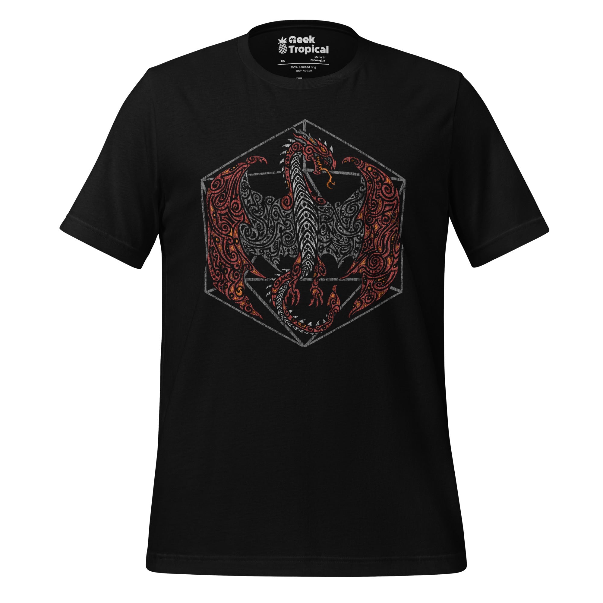 Tribal Dragon D20 T-Shirt Geek Nerd Advertise to Meta dnd & rpg print Fantasy Prints
