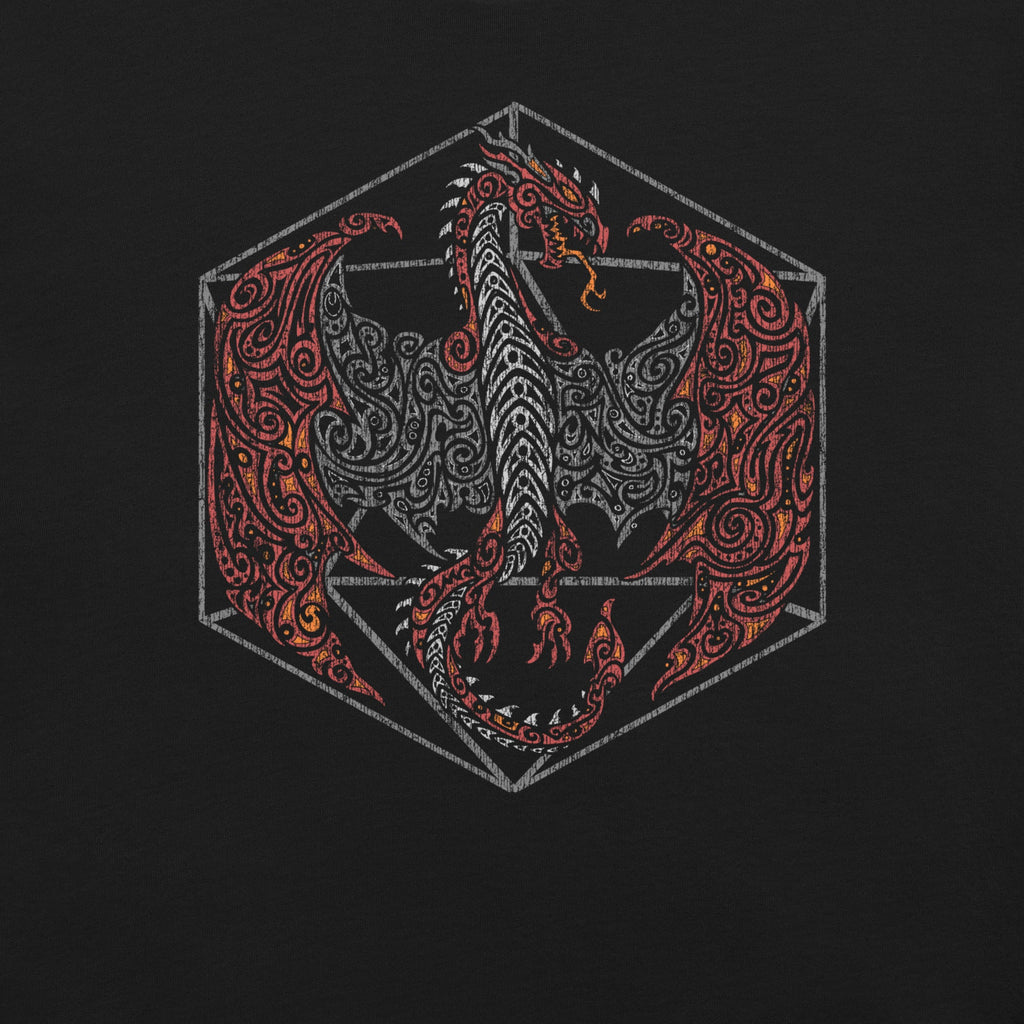 Tribal Dragon D20 T-Shirt Geek Nerd Advertise to Meta dnd & rpg print Fantasy Prints