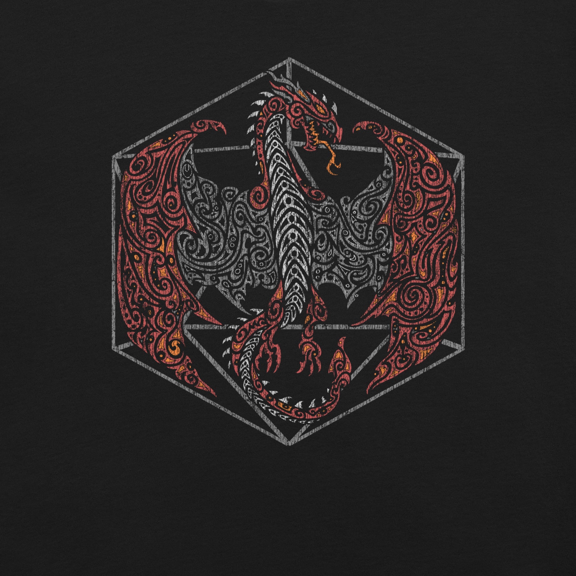 Tribal Dragon D20 T-Shirt Geek Nerd Advertise to Meta dnd & rpg print Fantasy Prints