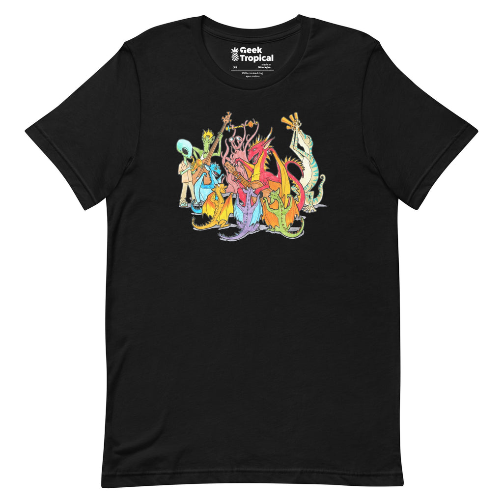 Alien Band T-Shirt Geek Nerd Advertise to Meta FLOW DESC WRITING music print