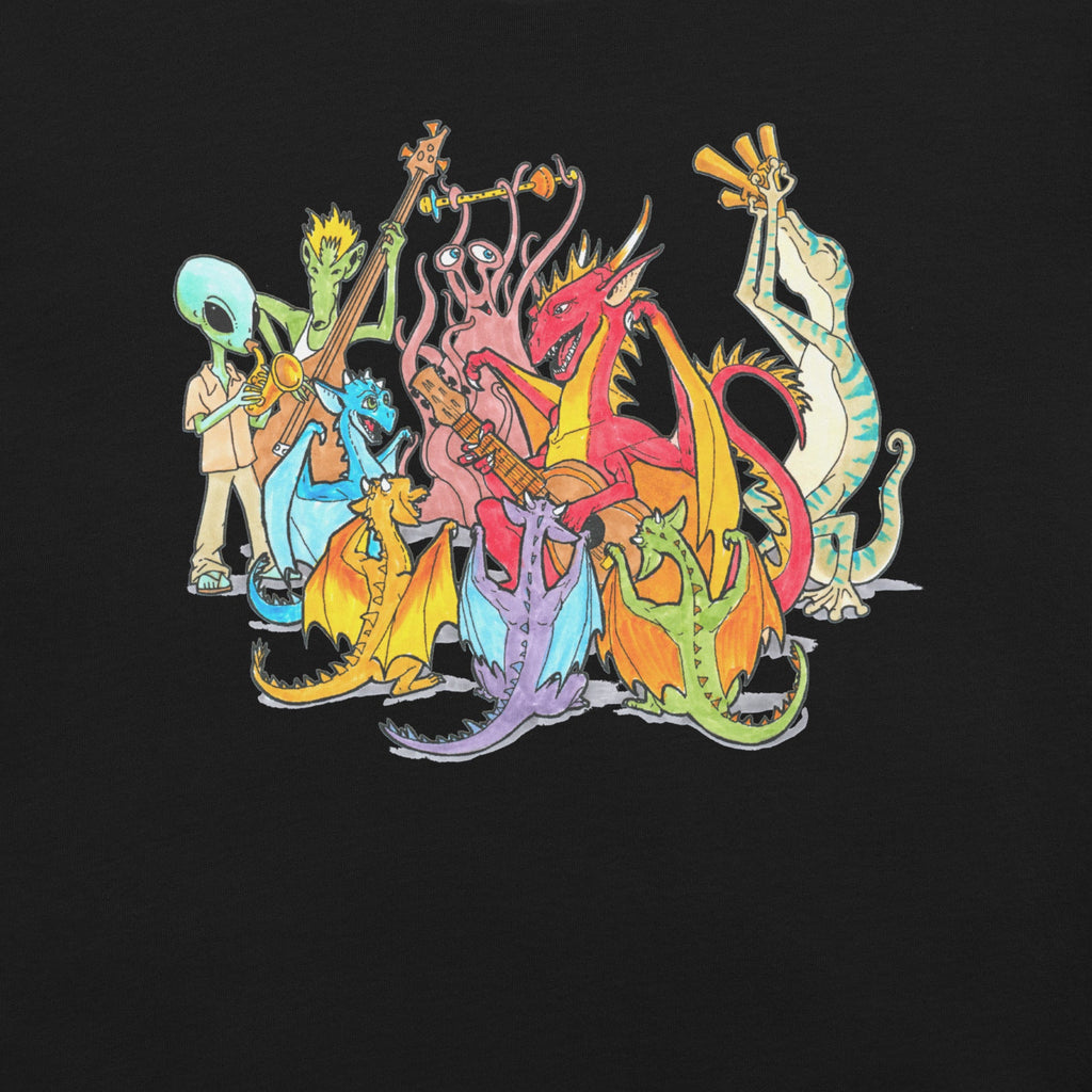 Alien Band T-Shirt Geek Nerd Advertise to Meta FLOW DESC WRITING music print