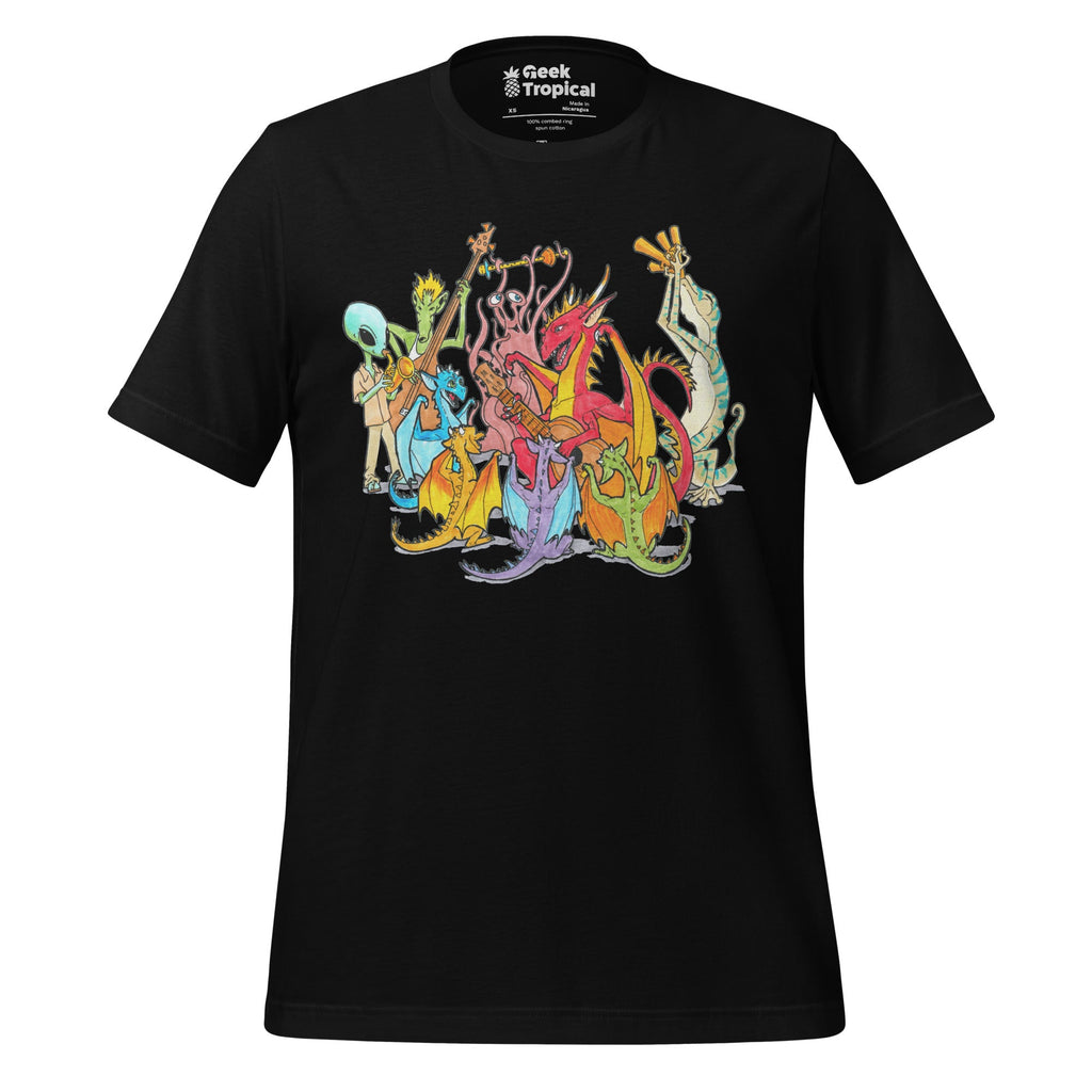 Alien Band T-Shirt Geek Nerd Advertise to Meta FLOW DESC WRITING music print