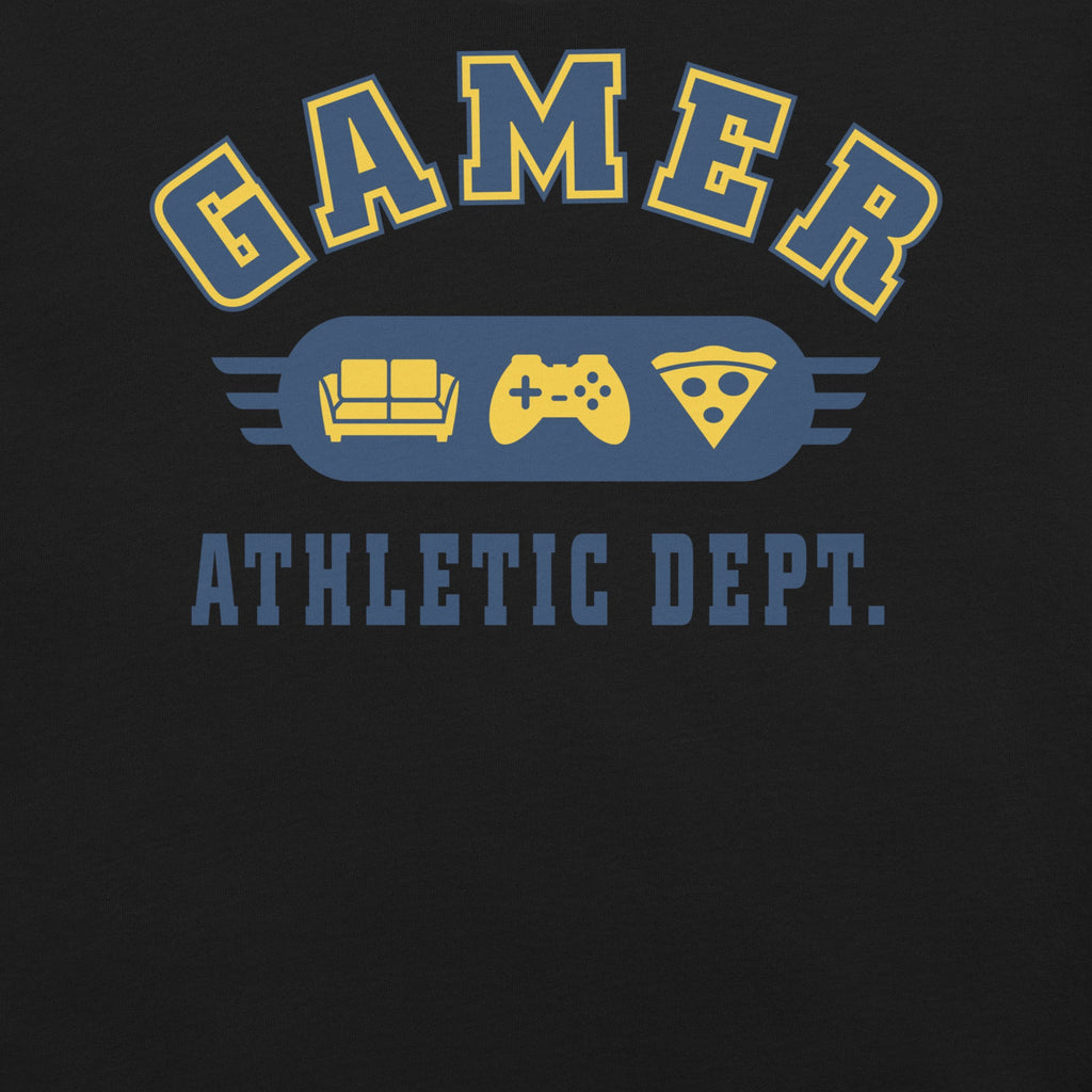 Gamer Athletic Dept T-Shirt Geek Nerd Advertise to Meta FLOW DESC WRITING Off World Designs