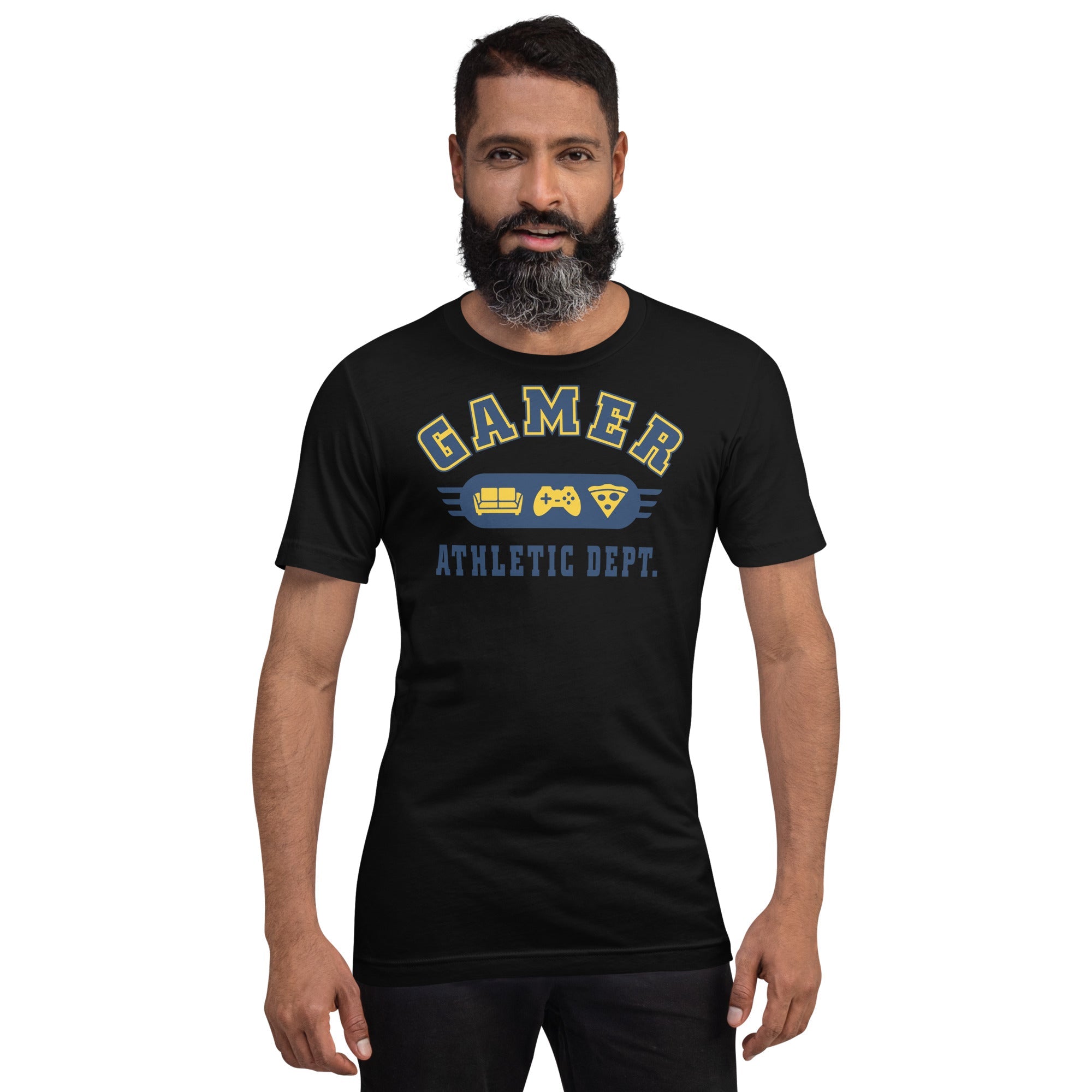 Gamer Athletic Dept T-Shirt Geek Nerd Advertise to Meta FLOW DESC WRITING Off World Designs