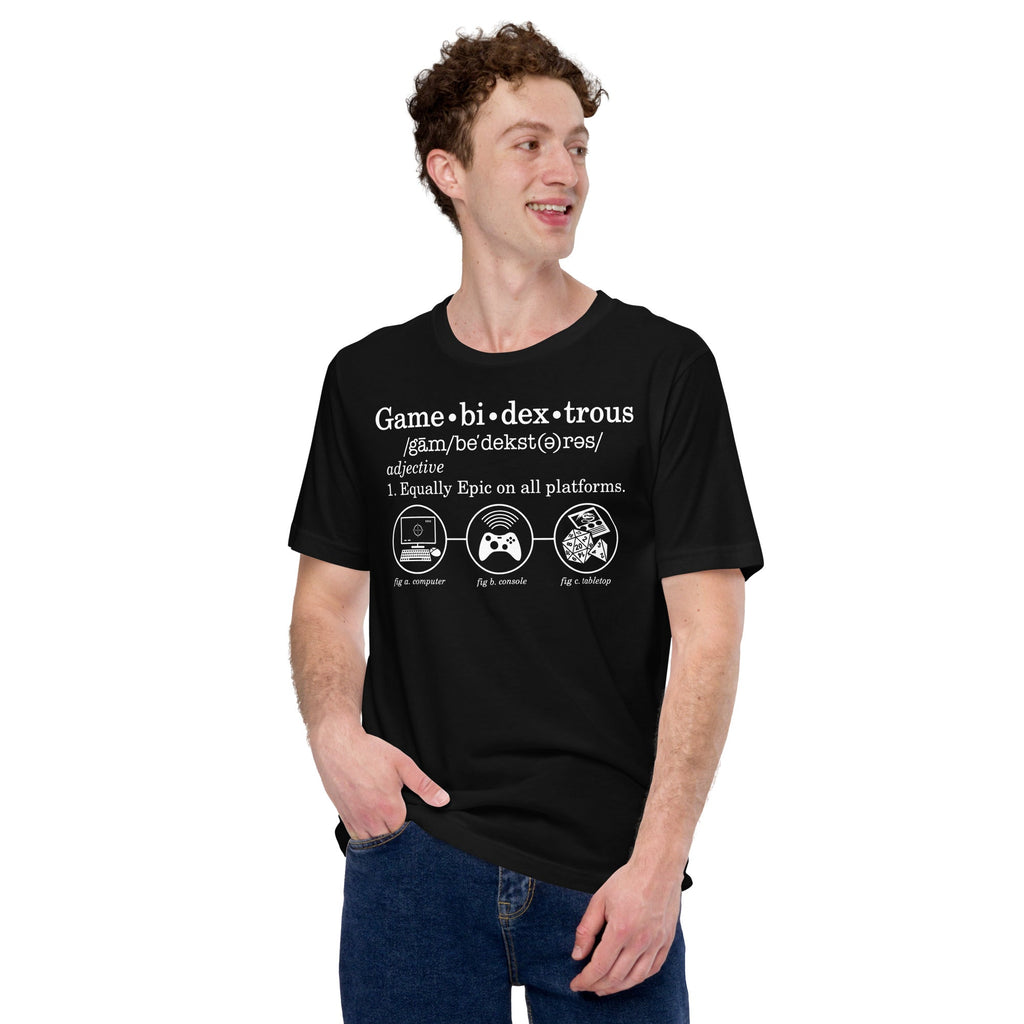 Gamebidextrous T-Shirt Geek Nerd Advertise to Meta FLOW DESC WRITING Funny Prints