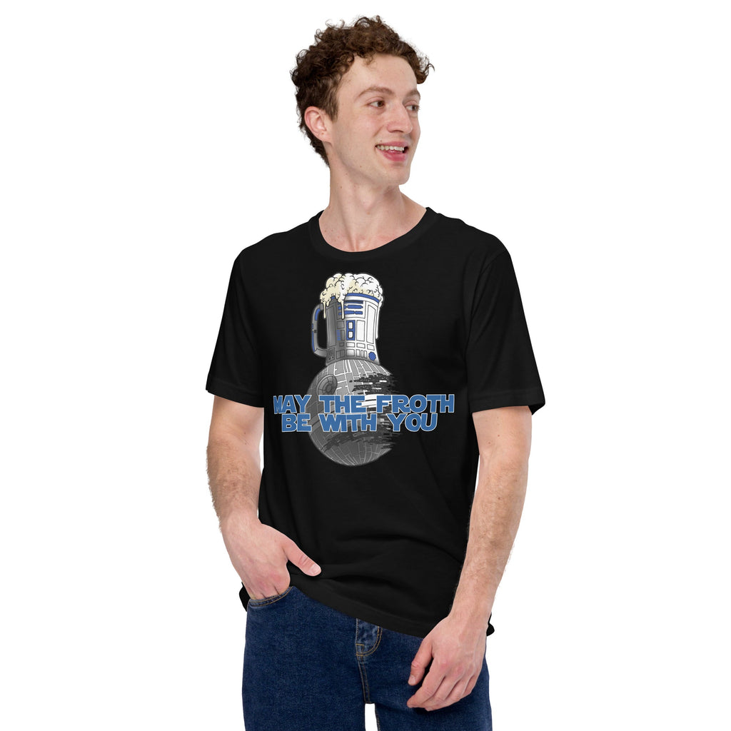 May the Froth Be With You T-Shirt Geek Nerd Advertise to Meta Fantasy Prints FLOW DESC WRITING