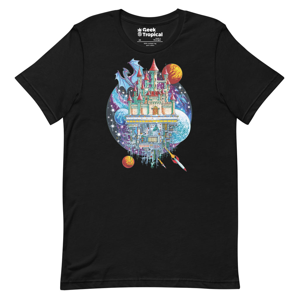 Castle Space City T-Shirt Geek Nerd Advertise to Meta Fantasy Prints FLOW DESC WRITING