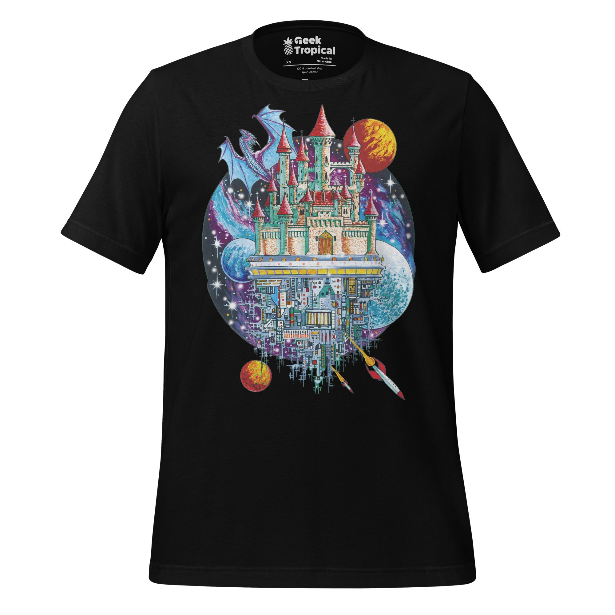 Castle Space City T-Shirt Geek Nerd Advertise to Meta Fantasy Prints FLOW DESC WRITING