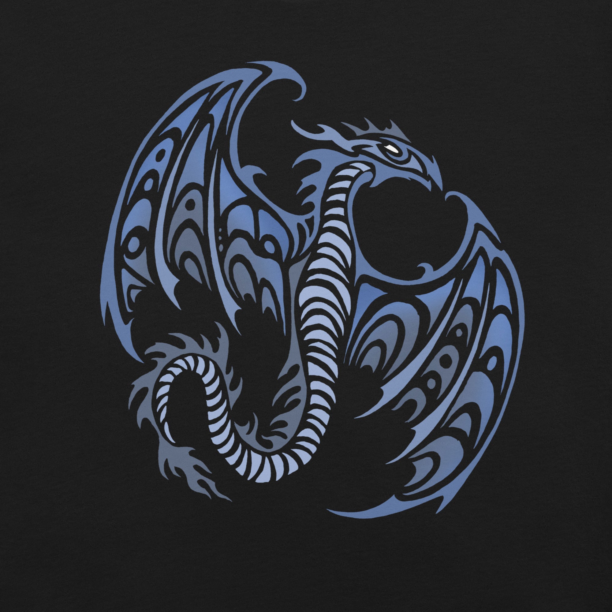 Blue Tribal Dragon T-Shirt Geek Nerd Advertise to Meta Fantasy Prints FLOW DESC WRITING