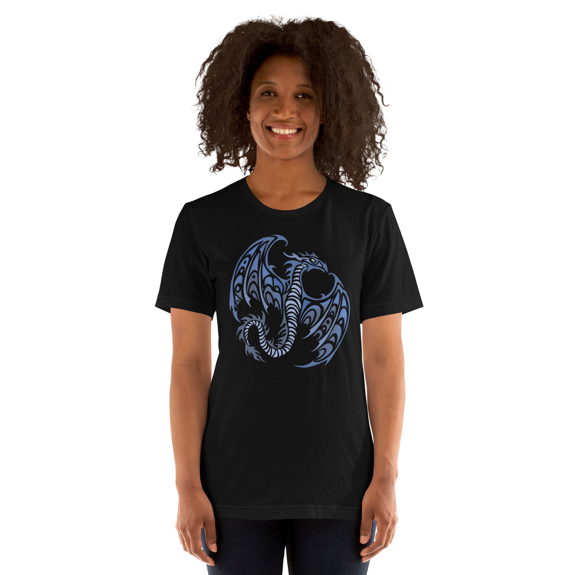 Blue Tribal Dragon T-Shirt Geek Nerd Advertise to Meta Fantasy Prints FLOW DESC WRITING